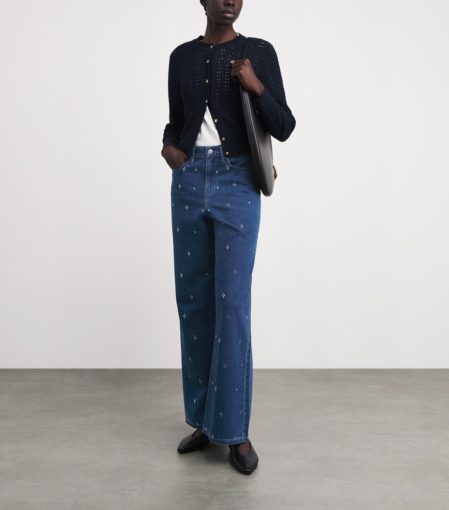 Maje Womens Embellished Wide-Leg Jeans Blue Image 2