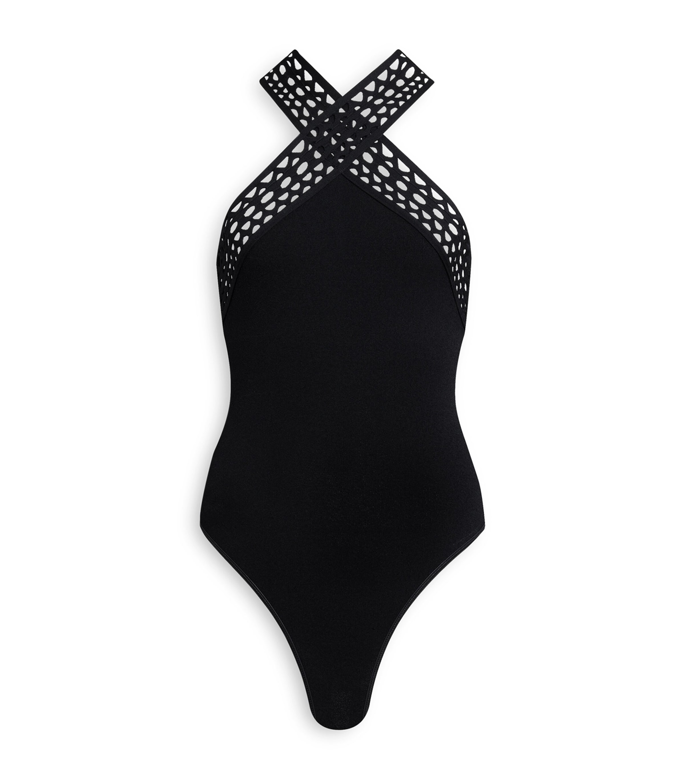 Alaïa Vienne Halterneck Bodysuit In Black