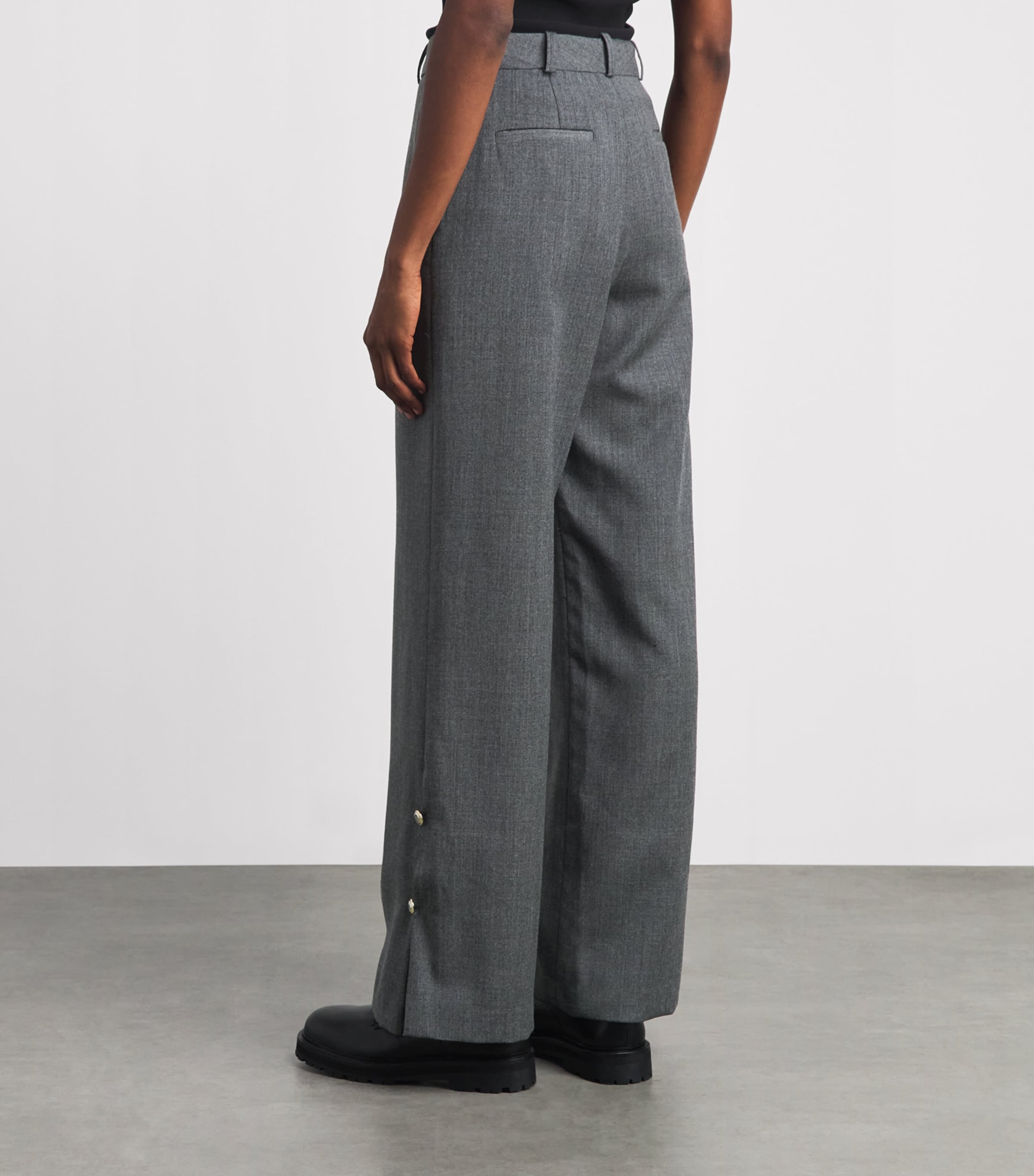 Claudie Pierlot Womens Virgin Wool Trousers Mottled Grey Image 5