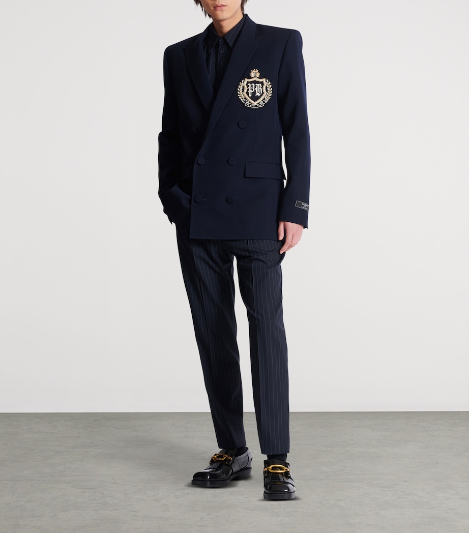 Wool Crystal-Embellished Emblem Blazer SFI BLEU/CRISTAL Image 2