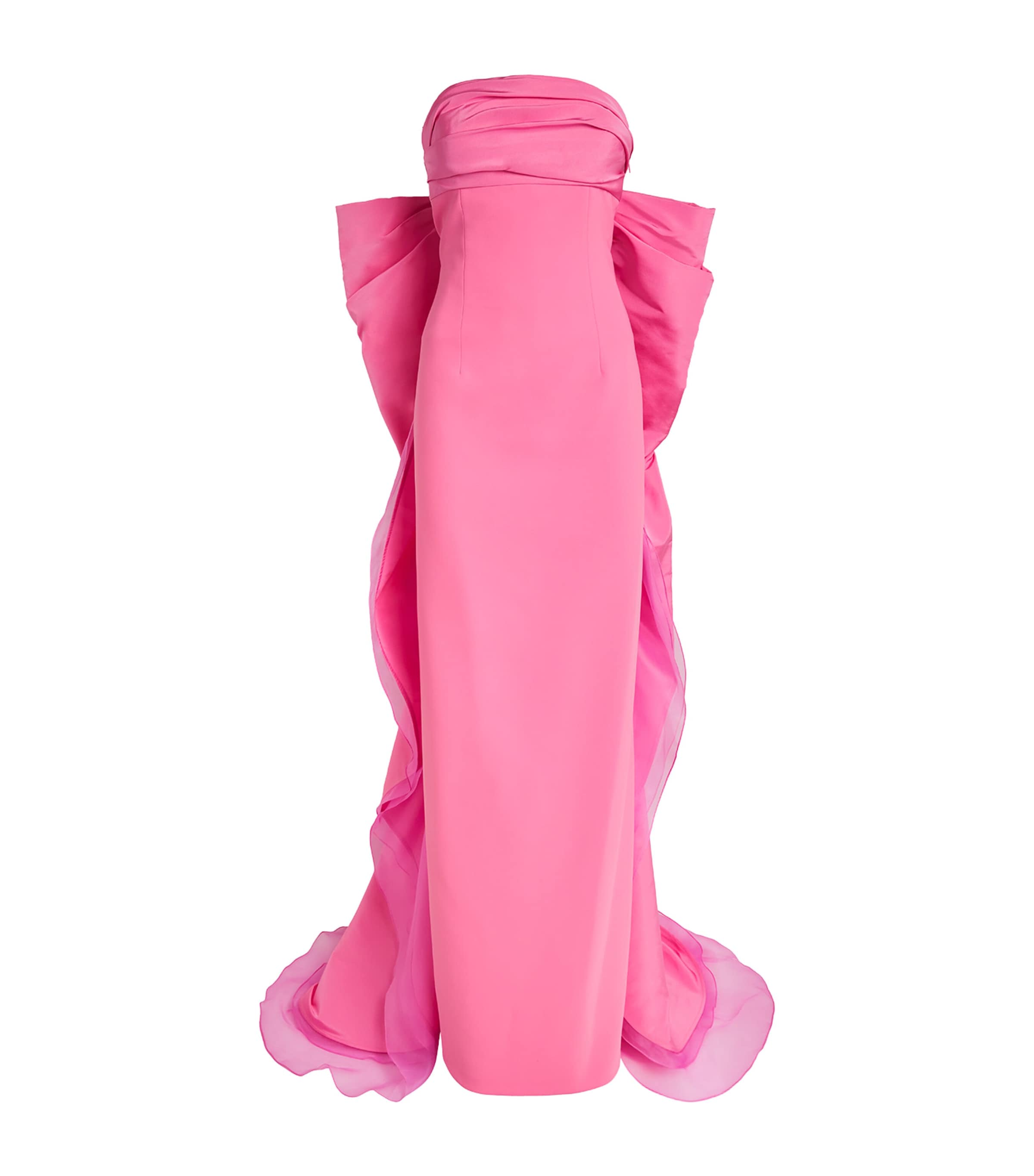 Carolina Herrera Silk Bow-train Colum Gown In Pink