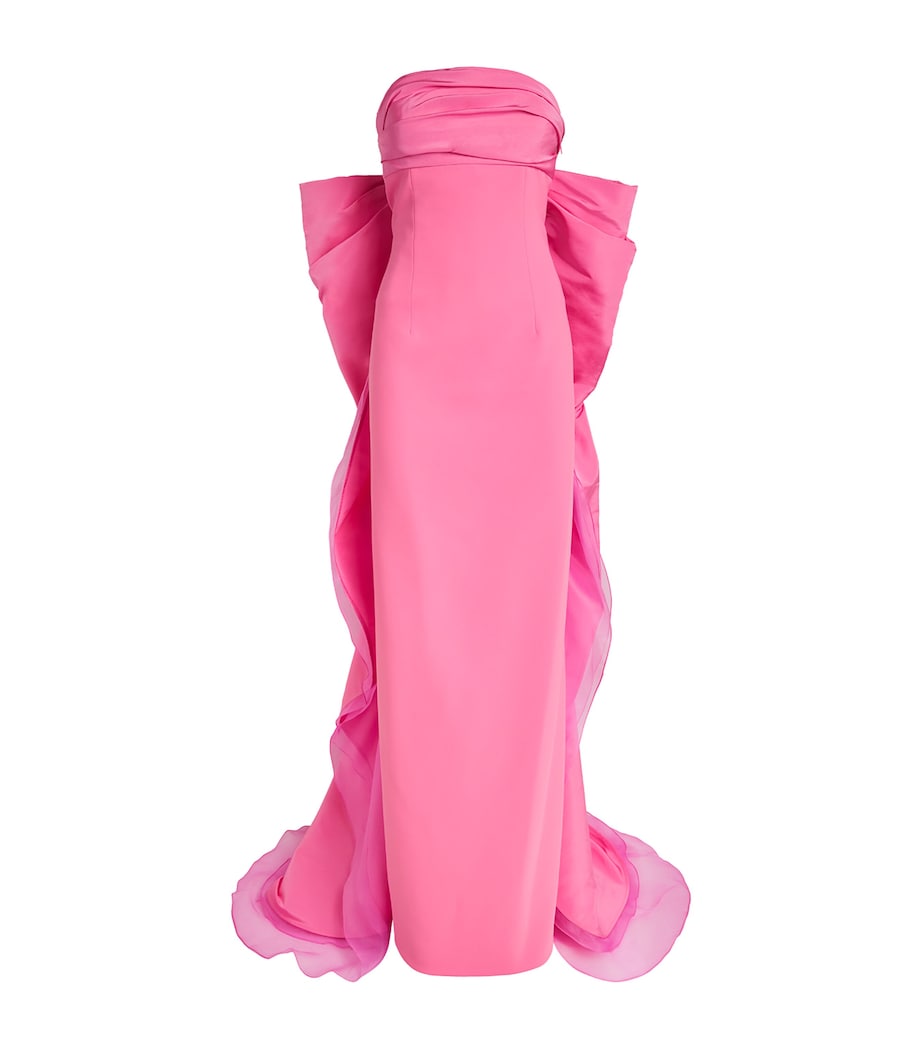 Silk Bow-Train Colum Gown HAPPY PINK 031 Image 1