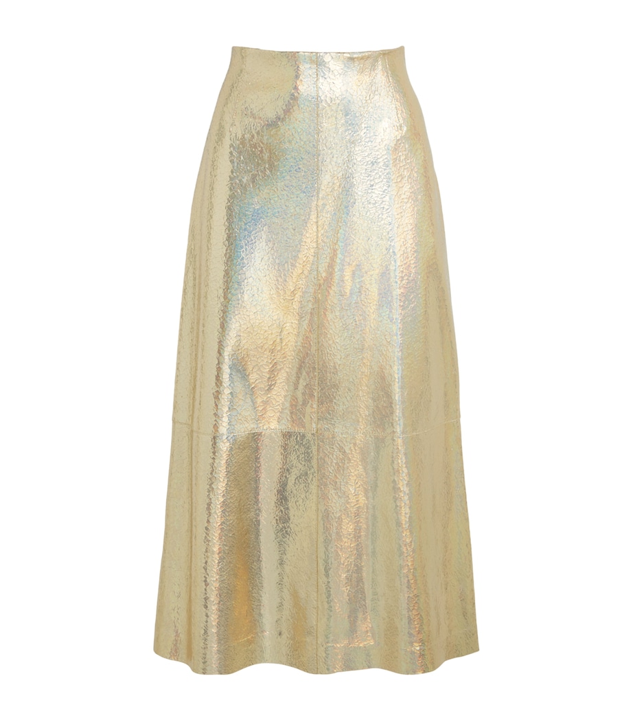Suede Metallic Midi Skirt HALO YELLOW METALLIC Image 1