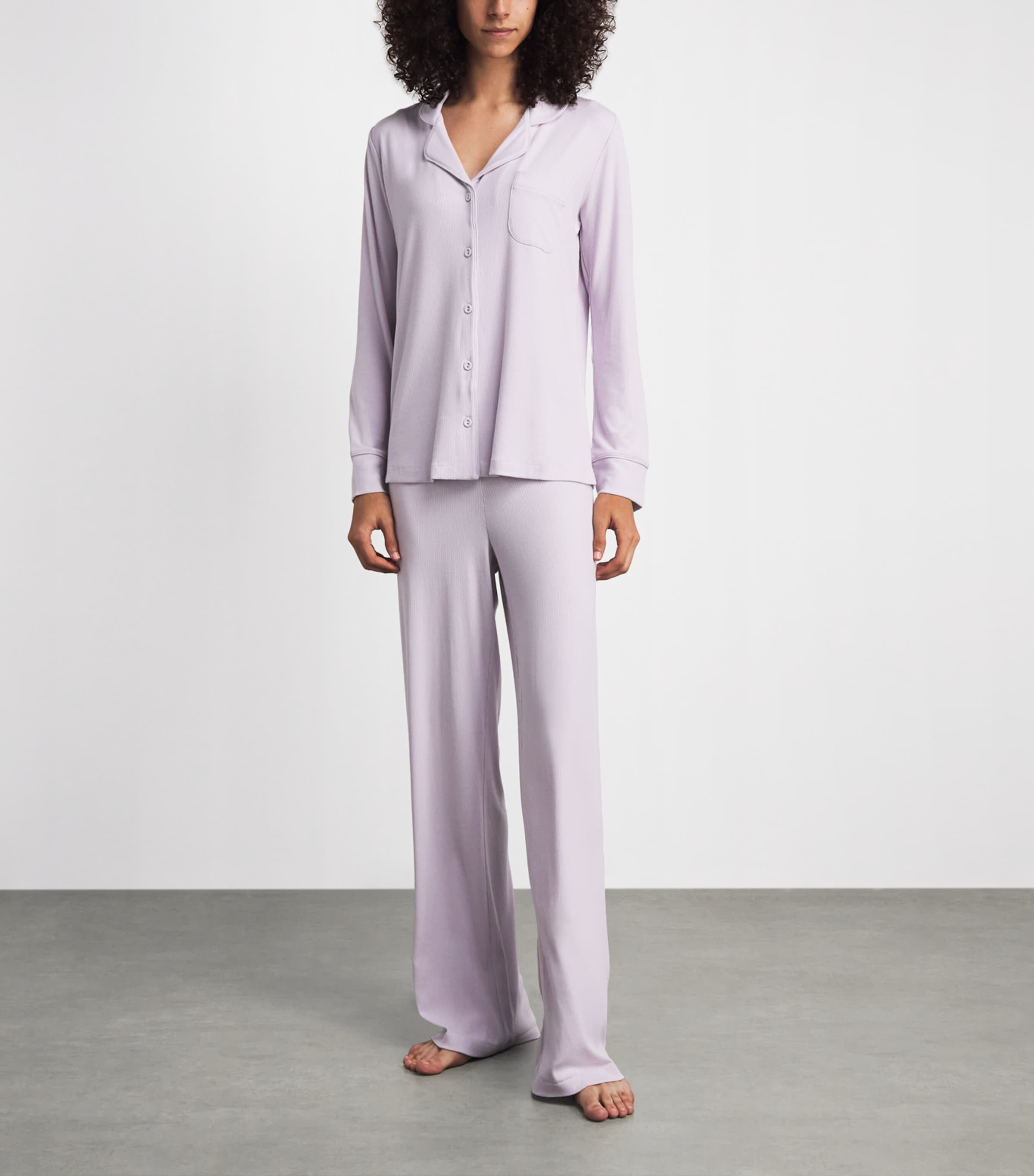 Skims Womens Soft Lounge Ribbed Pyjama Set Iris Mica Image 2