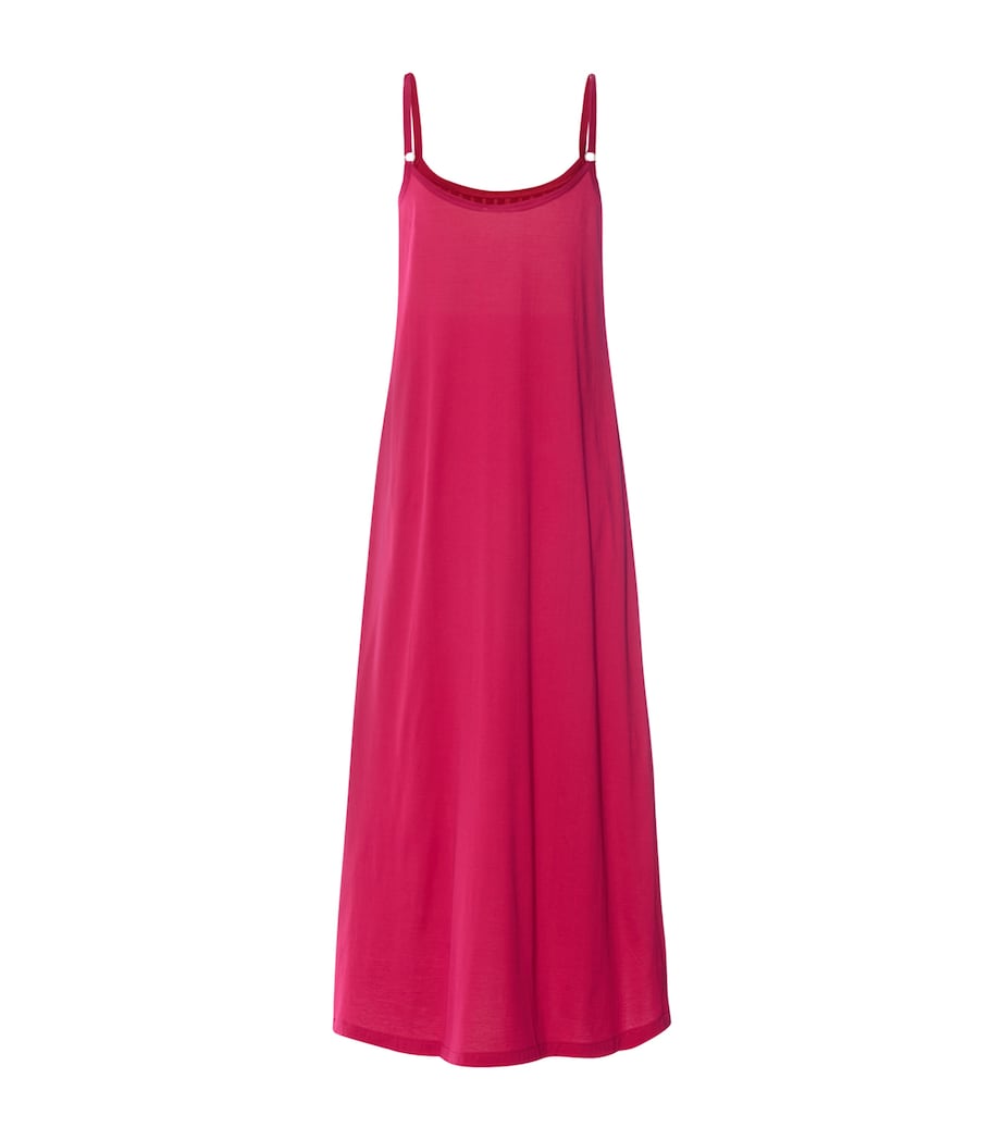 Hanro Womens Cotton Juliet Long Spaghetti Dress Light Sangria Image 5
