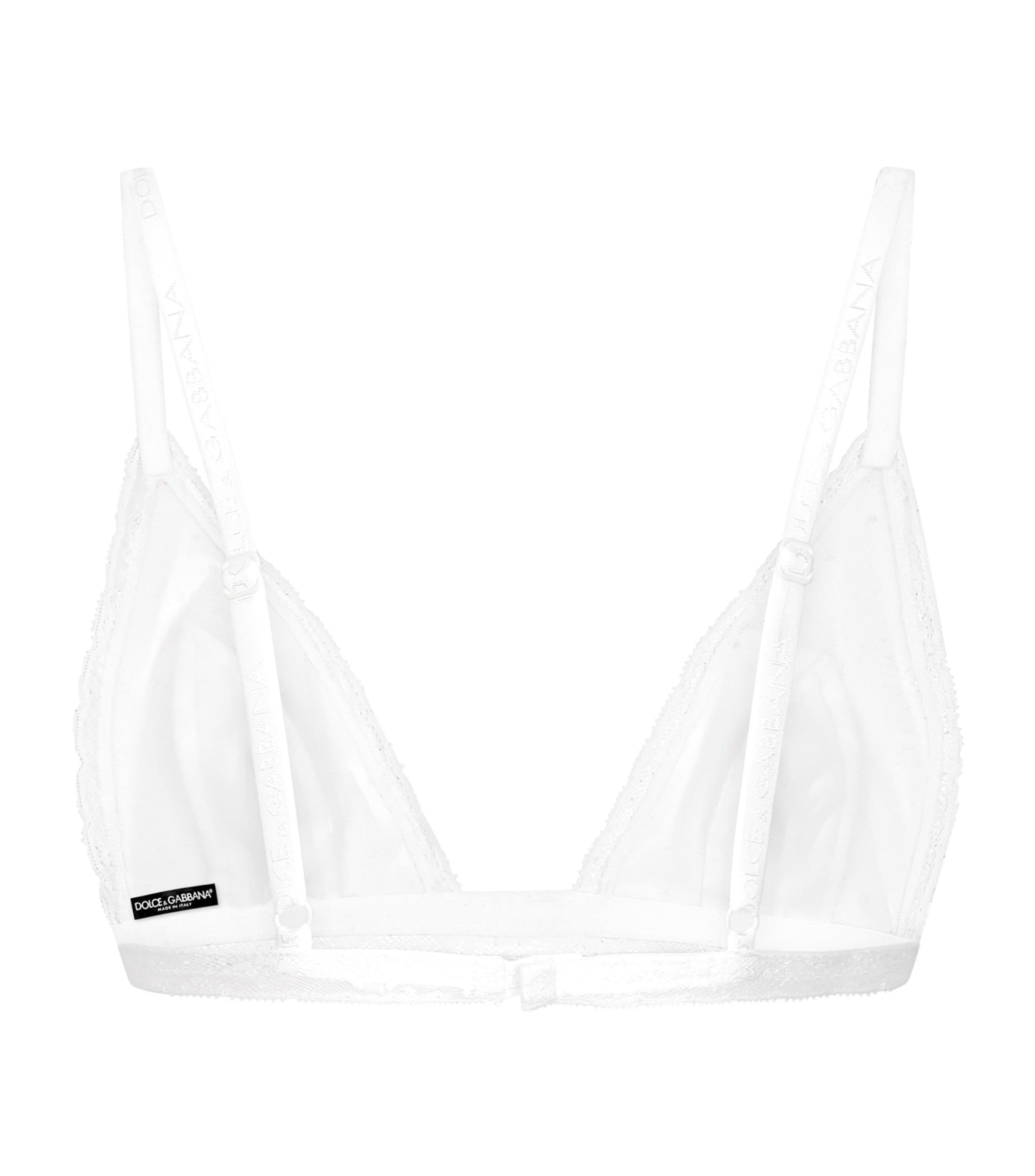 Dolce&Gabbana Womens Silk-Blend Lace-Trim Bra Optical White Image 3