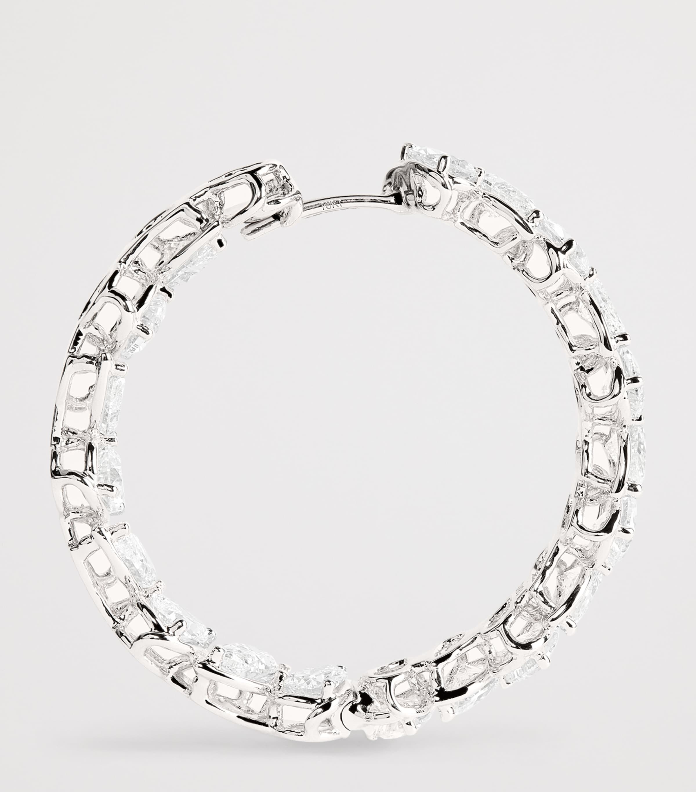White Gold and Diamond Hoop Earrings (9.50ctw) WHITE GOLD Image 4