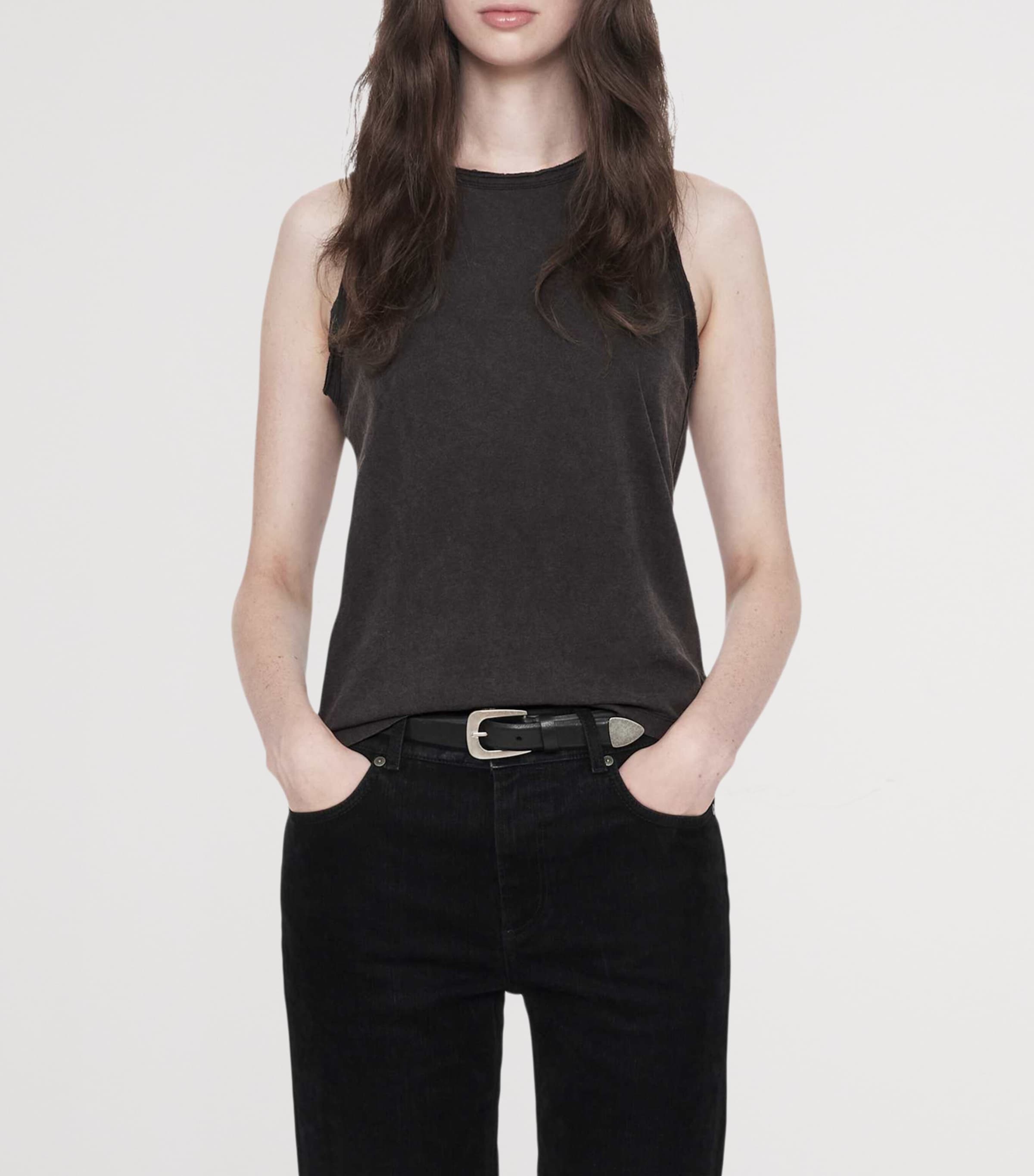 AllSaints Womens Organic Cotton Jenny Tank Top Washed Black Image 3