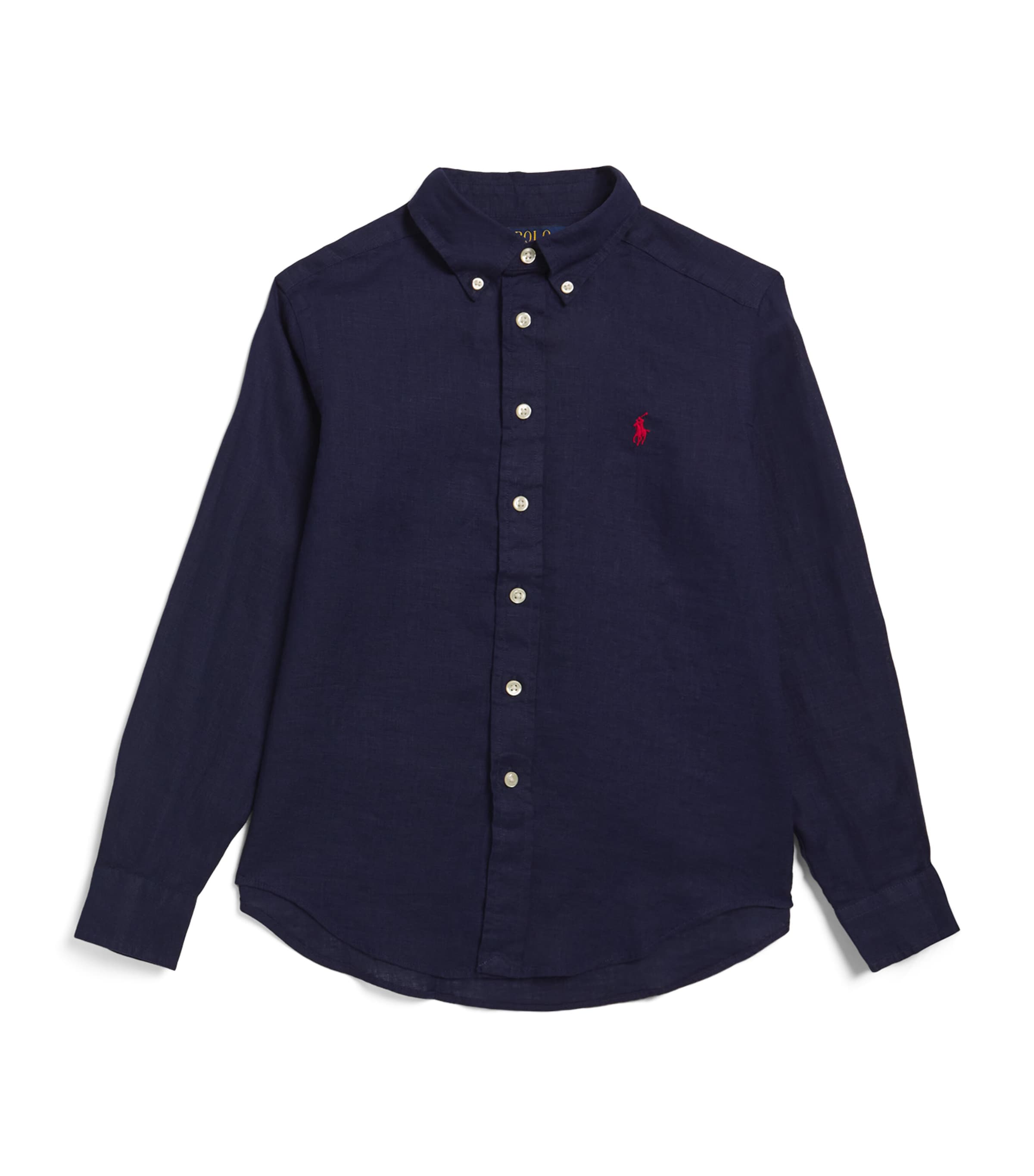 Linen Polo Pony Shirt (7-14 Years) NEWPORT NAVY Image 1