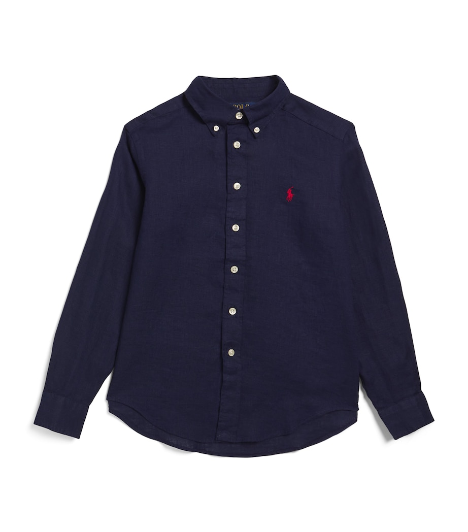 Linen Polo Pony Shirt (7-14 Years) NEWPORT NAVY Image 1