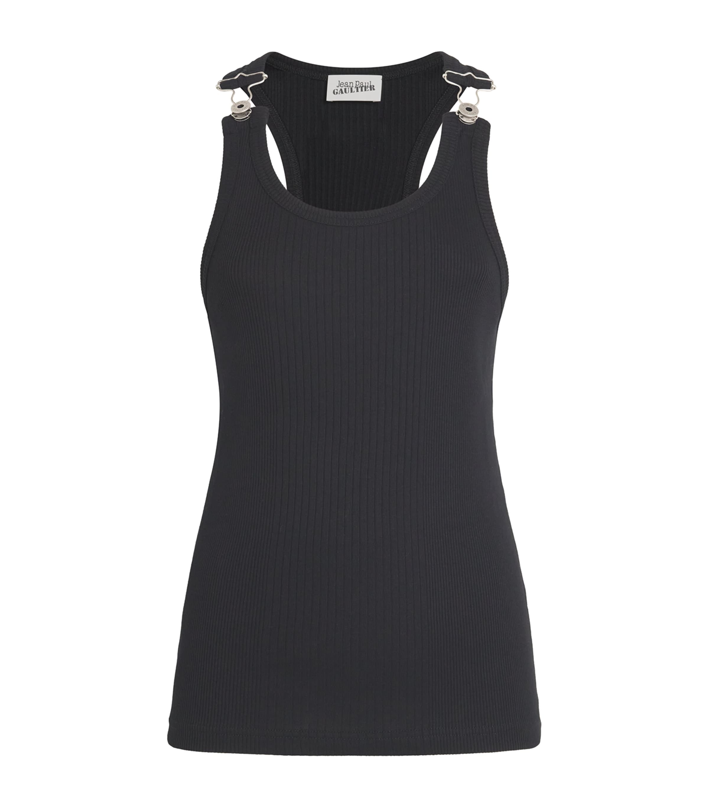 Shop Jean Paul Gaultier Cotton Ribbed Tank Top In Black