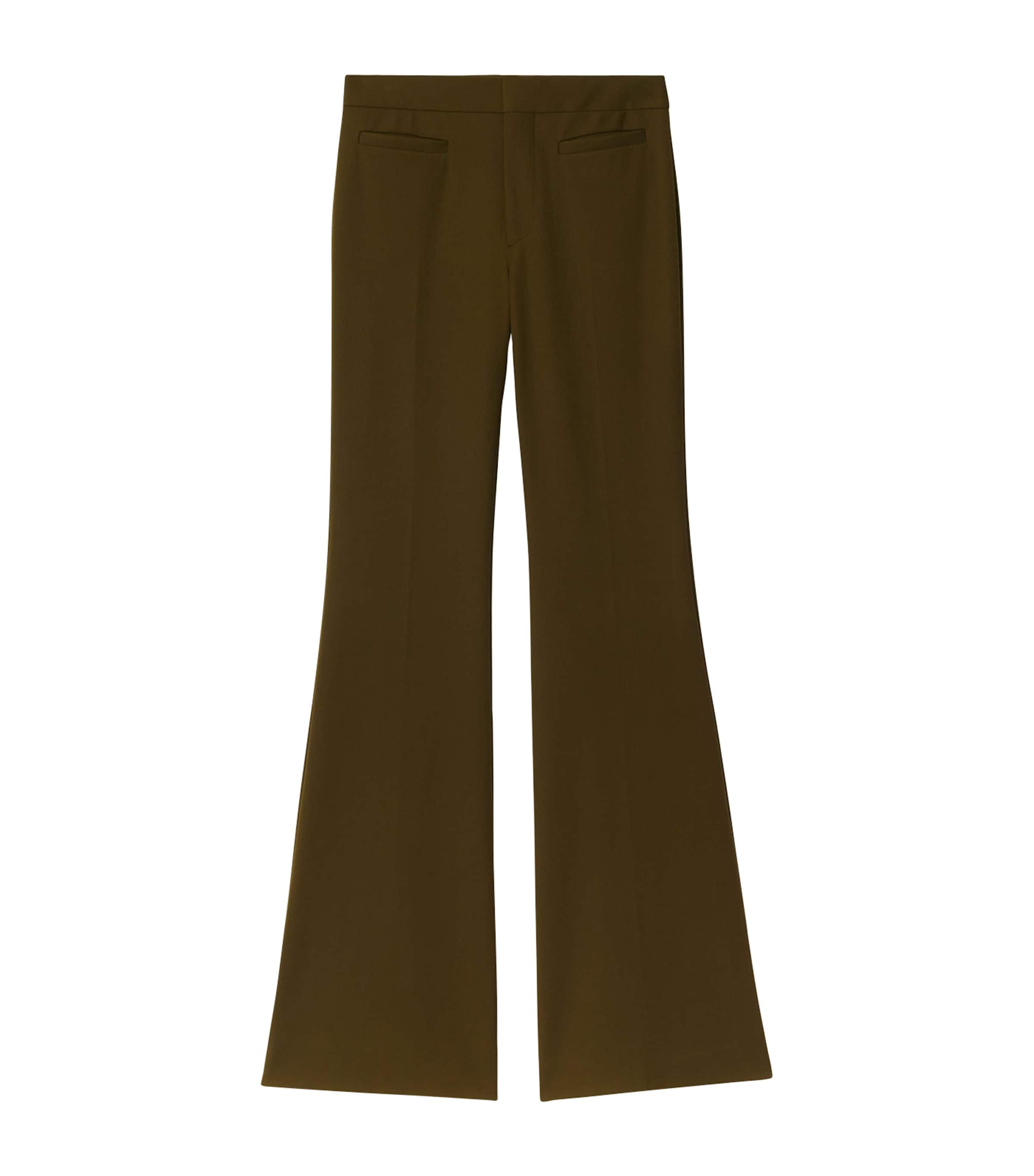 Burberry Twill Flared Trousers In Green