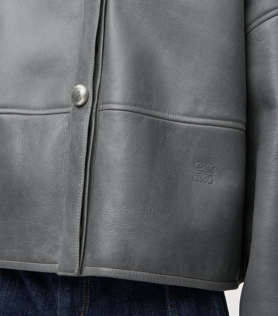 Lambskin Shearling-Lined Pebble Jacket LIGHT GREY Image 5