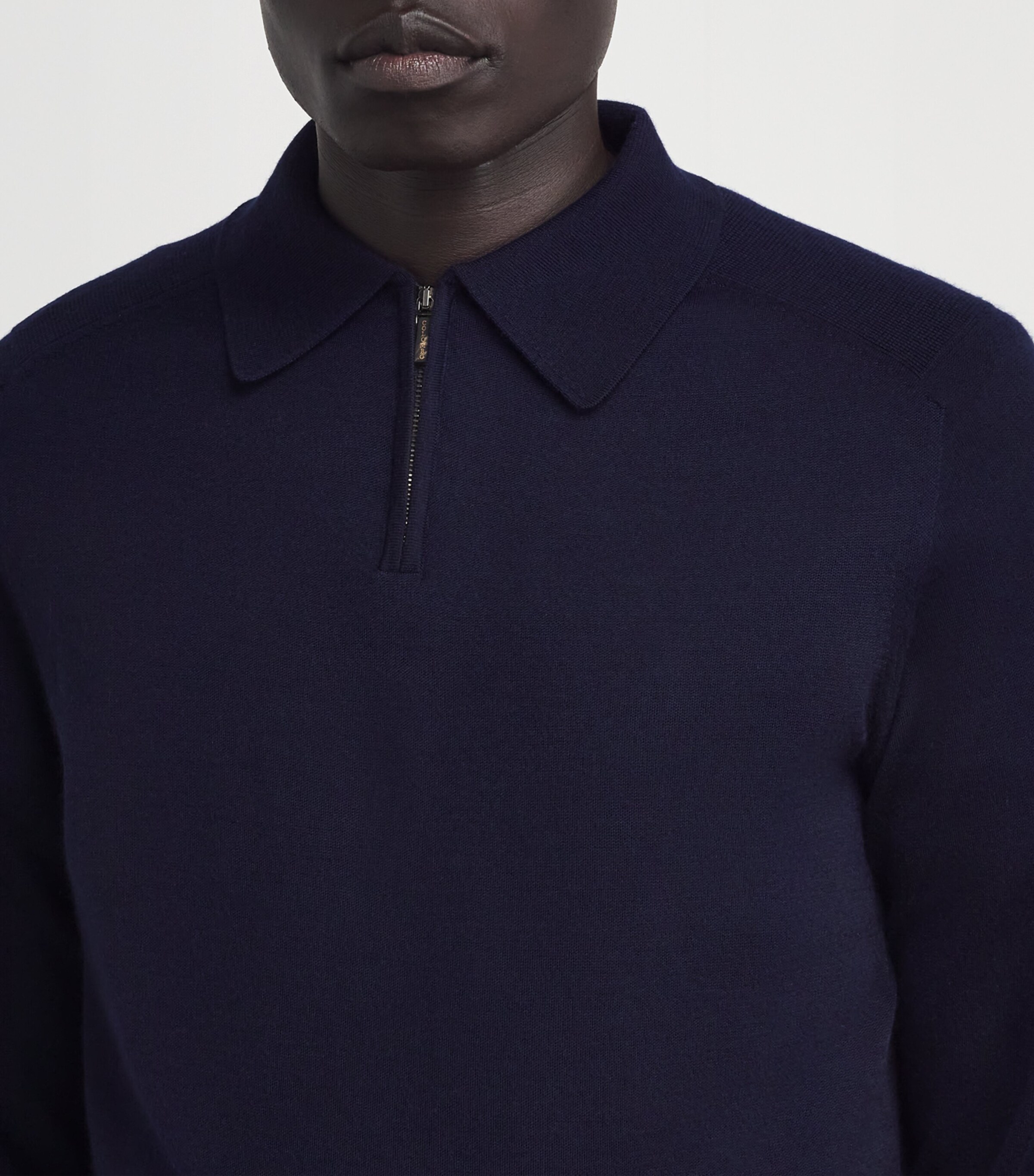 Colombo Mens Cashmere-Silk Polo-Neck Sweater Night Blue Image 6
