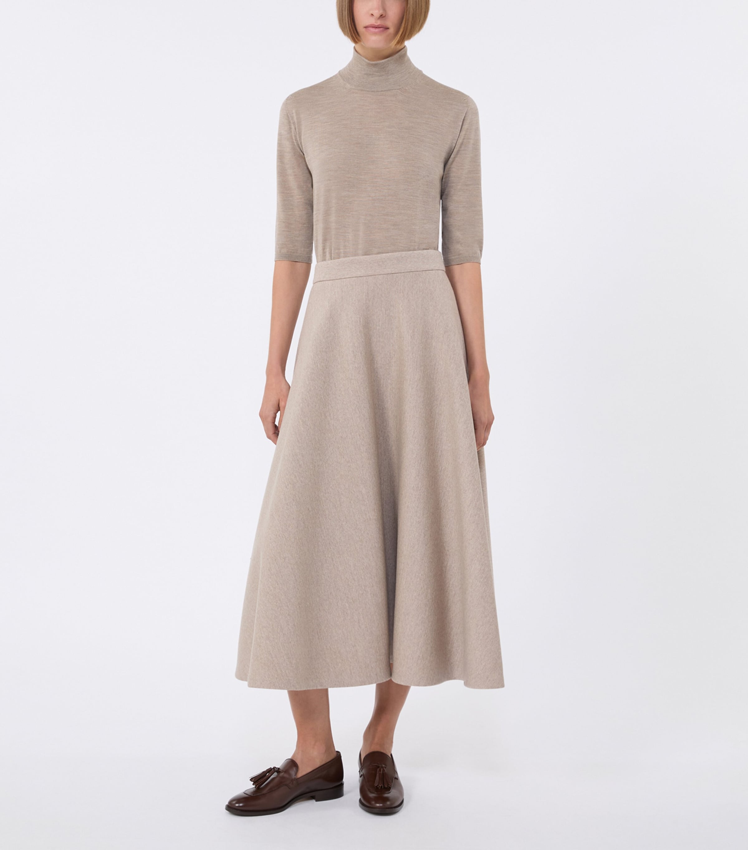 Virgin Wool High-Neck Top BROWN Image 2