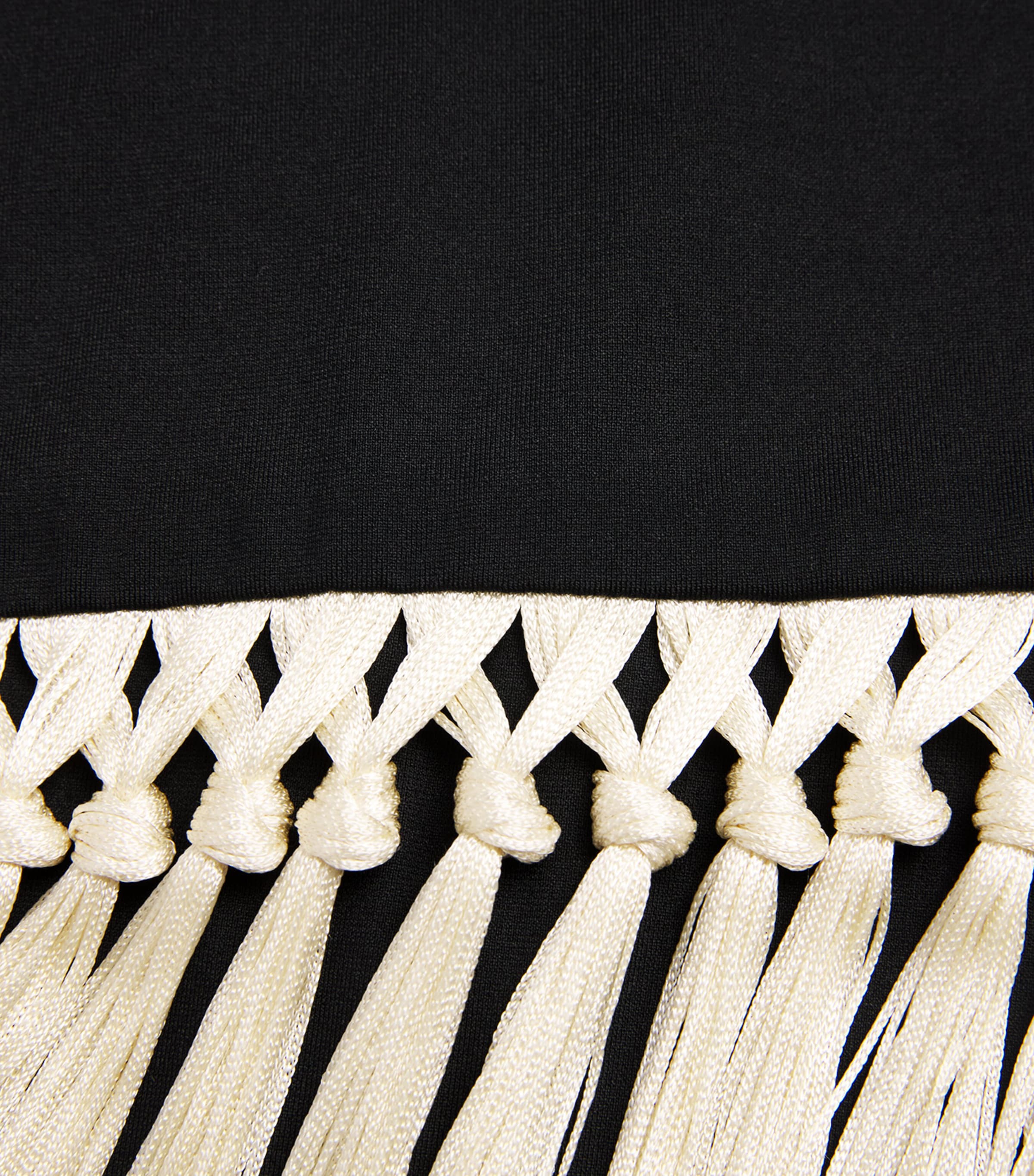 Fringe Tropicana Midi Dress BLACK-IVORY Image 6