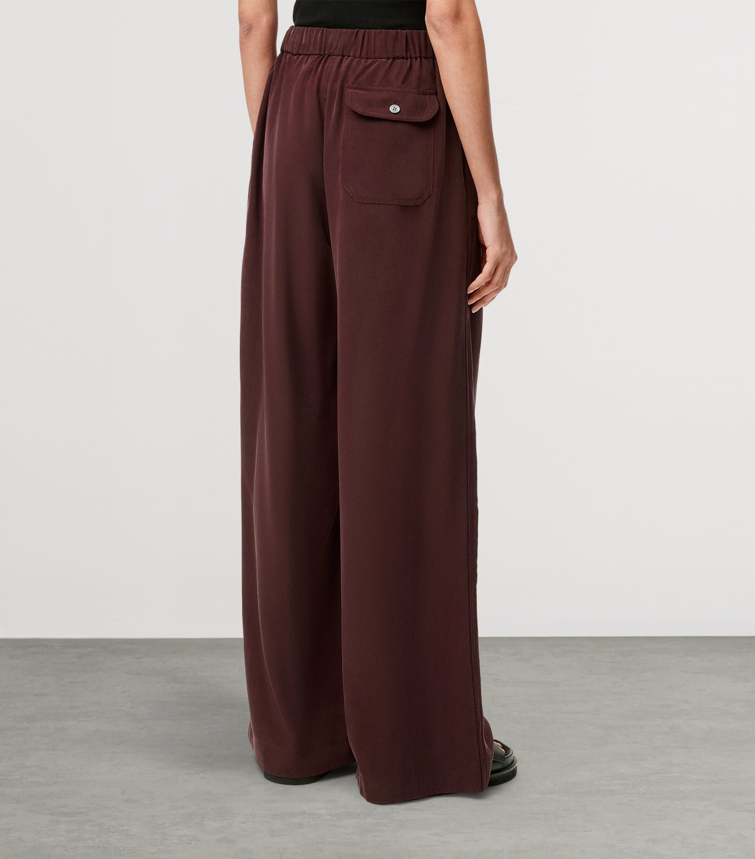 Silk-Blend Pyjama Trousers BURGUNDY Image 3
