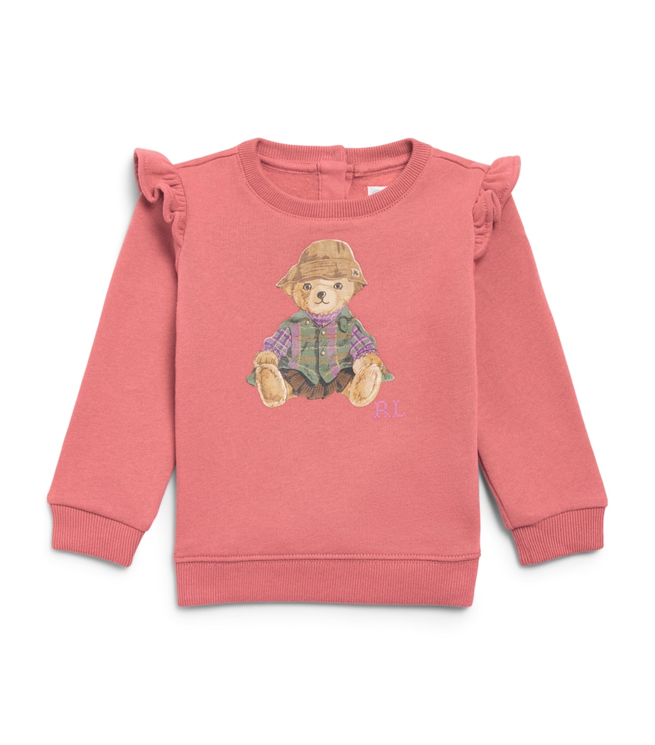 Ralph Lauren Kids Ruffle-Trim Polo Bear Sweatshirt (3-24 Months) Canvas Pink Image 1