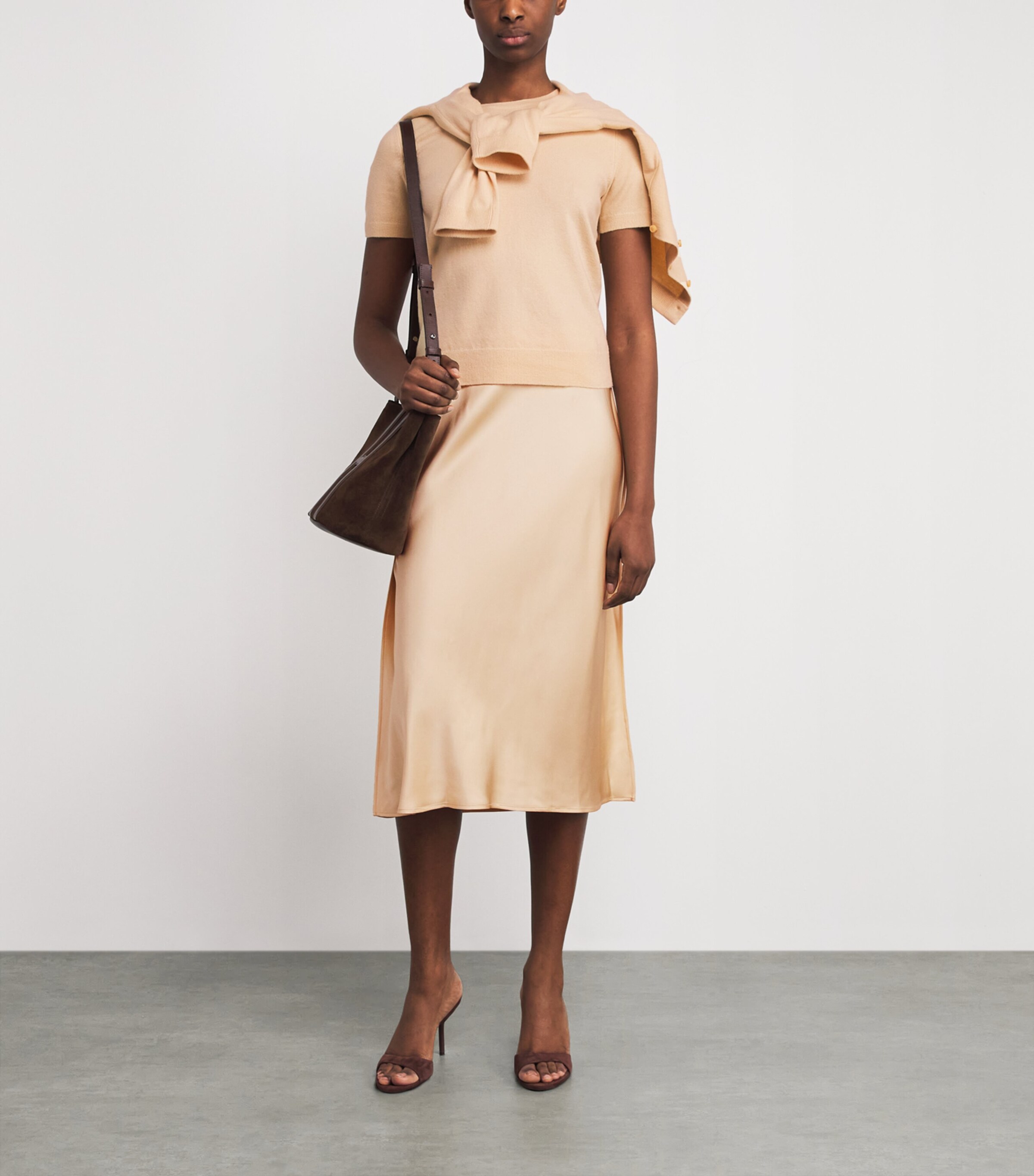 Vince Womens Wool-Blend Short-Sleeve Sweater Chamomile Image 2