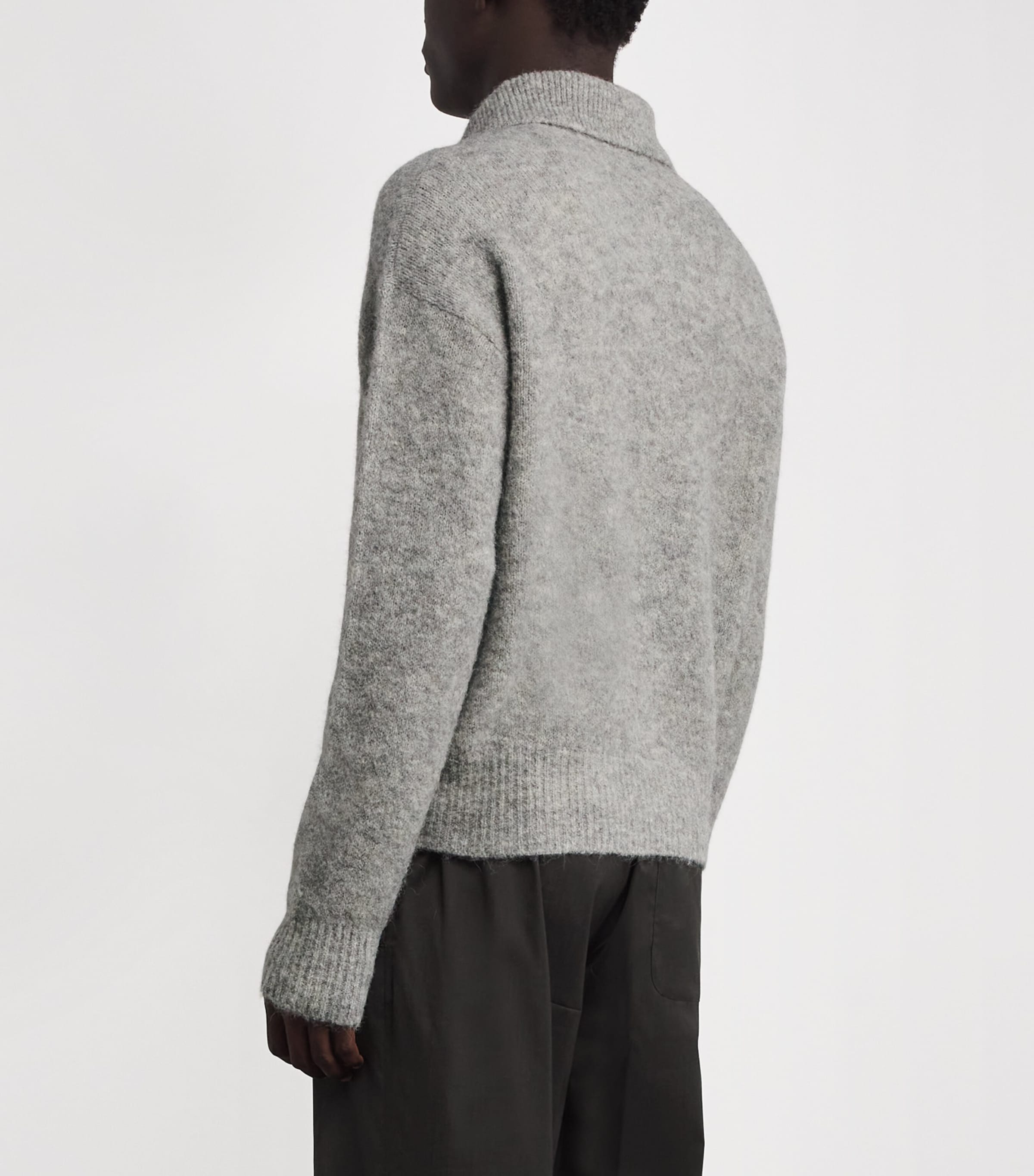 Wool-Blend Ami Polo Sweater 050 - GRIS Image 4