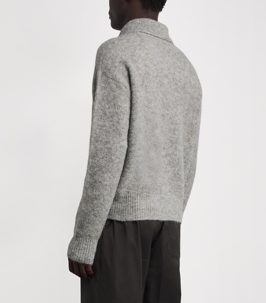 Wool-Blend Ami Polo Sweater 050 - GRIS Image 4