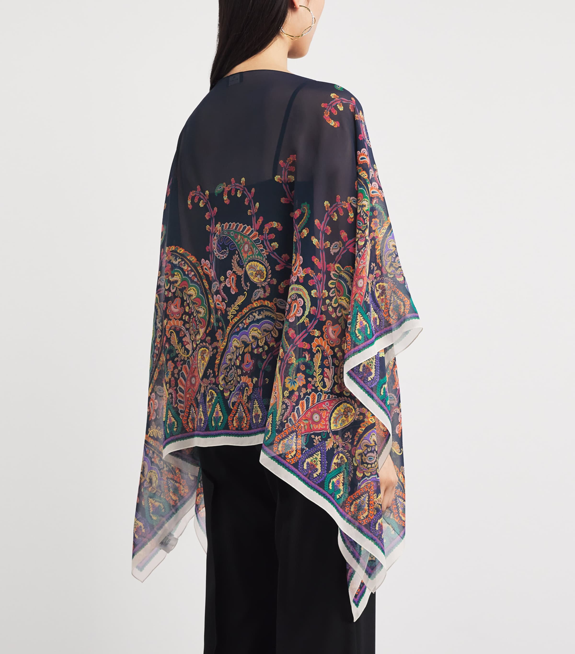 Silk Paisley Cape Blouse X0883 Image 4