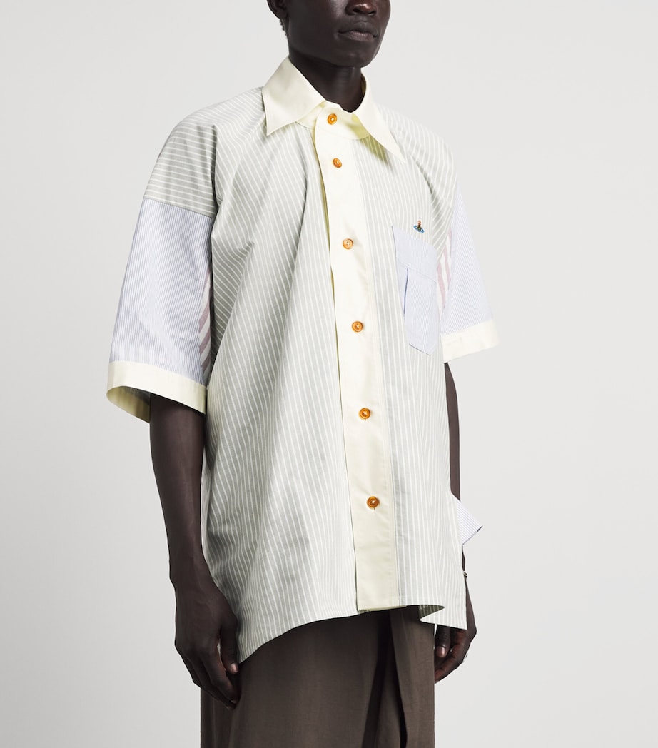 Vivienne Westwood Mens Cotton Asymmetric Logo Shirt Stripe Mix Image 4