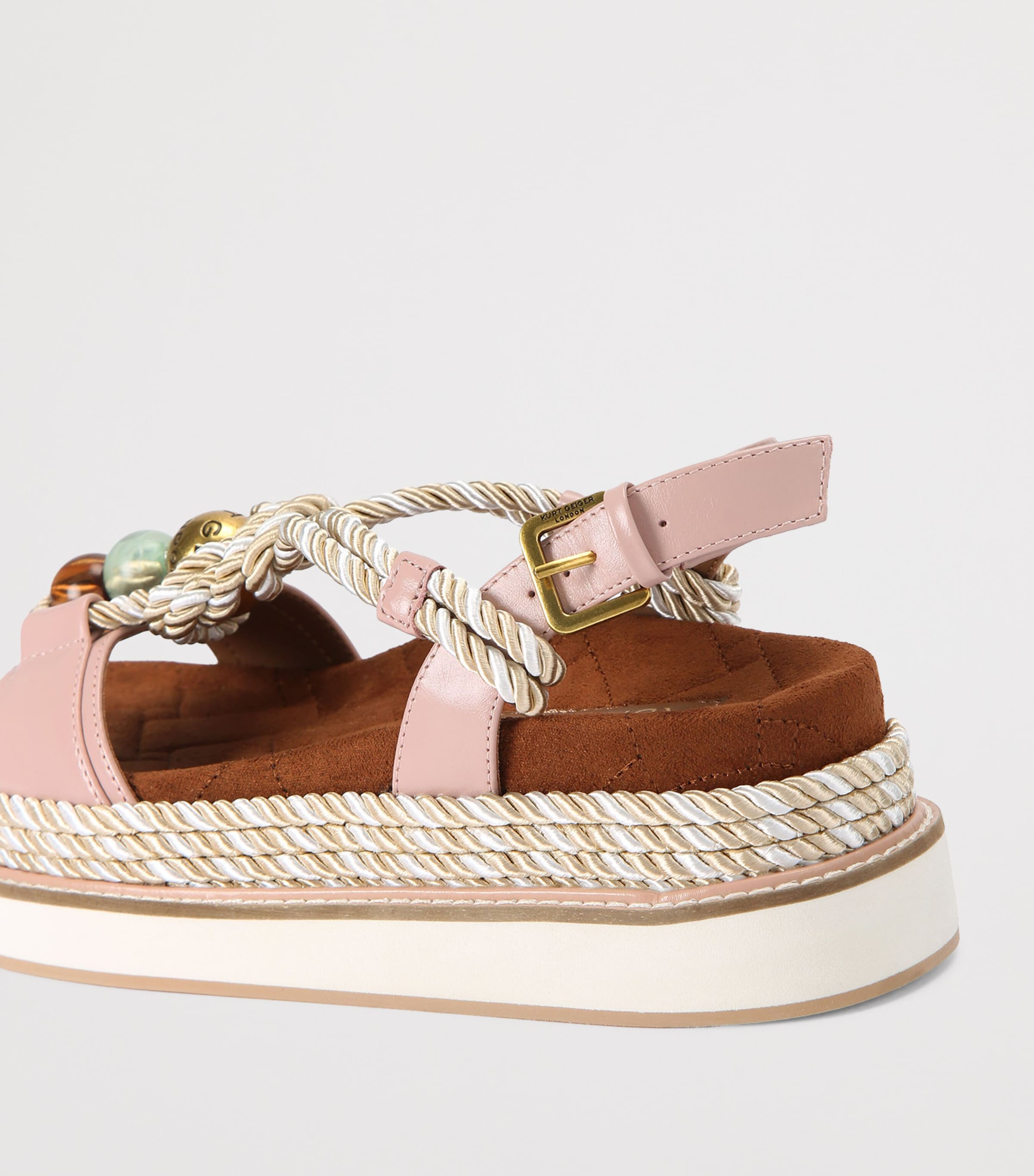 Kurt Geiger London Leather Orson Rope Sandals Pale Pink Image 3