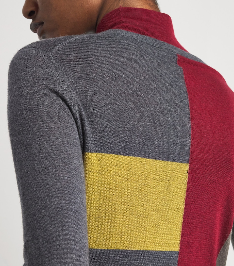 Cashmere Cashair Overlay Colour-Block Sweater SMOKE COMBO Image 6