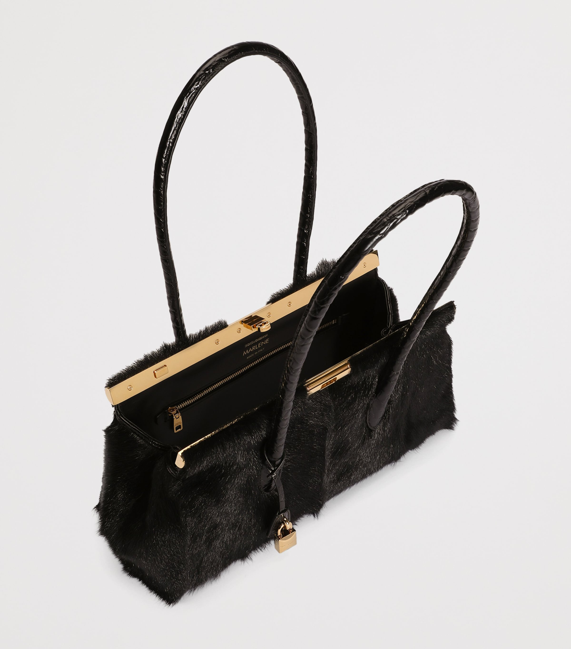 Dolce&Gabbana Goat Fur Marlene Top-Handle Bag Black/bla Image 5