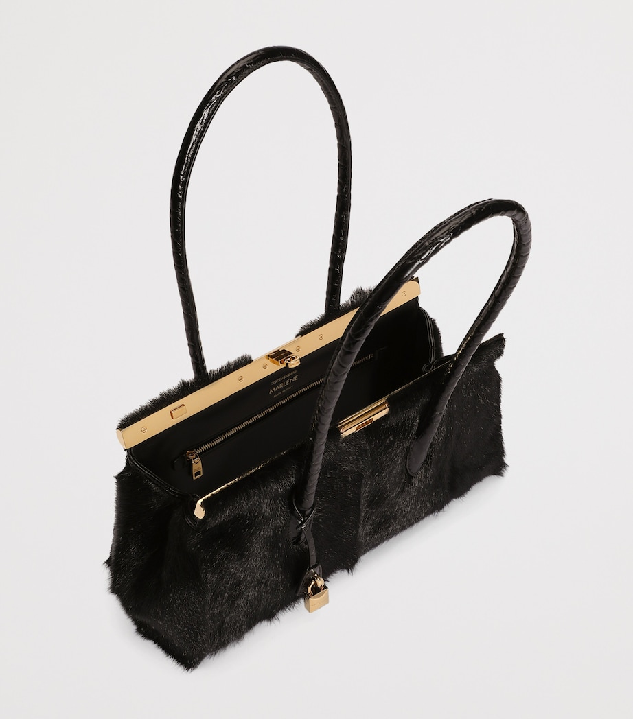 Dolce&Gabbana Goat Fur Marlene Top-Handle Bag Black/bla Image 5