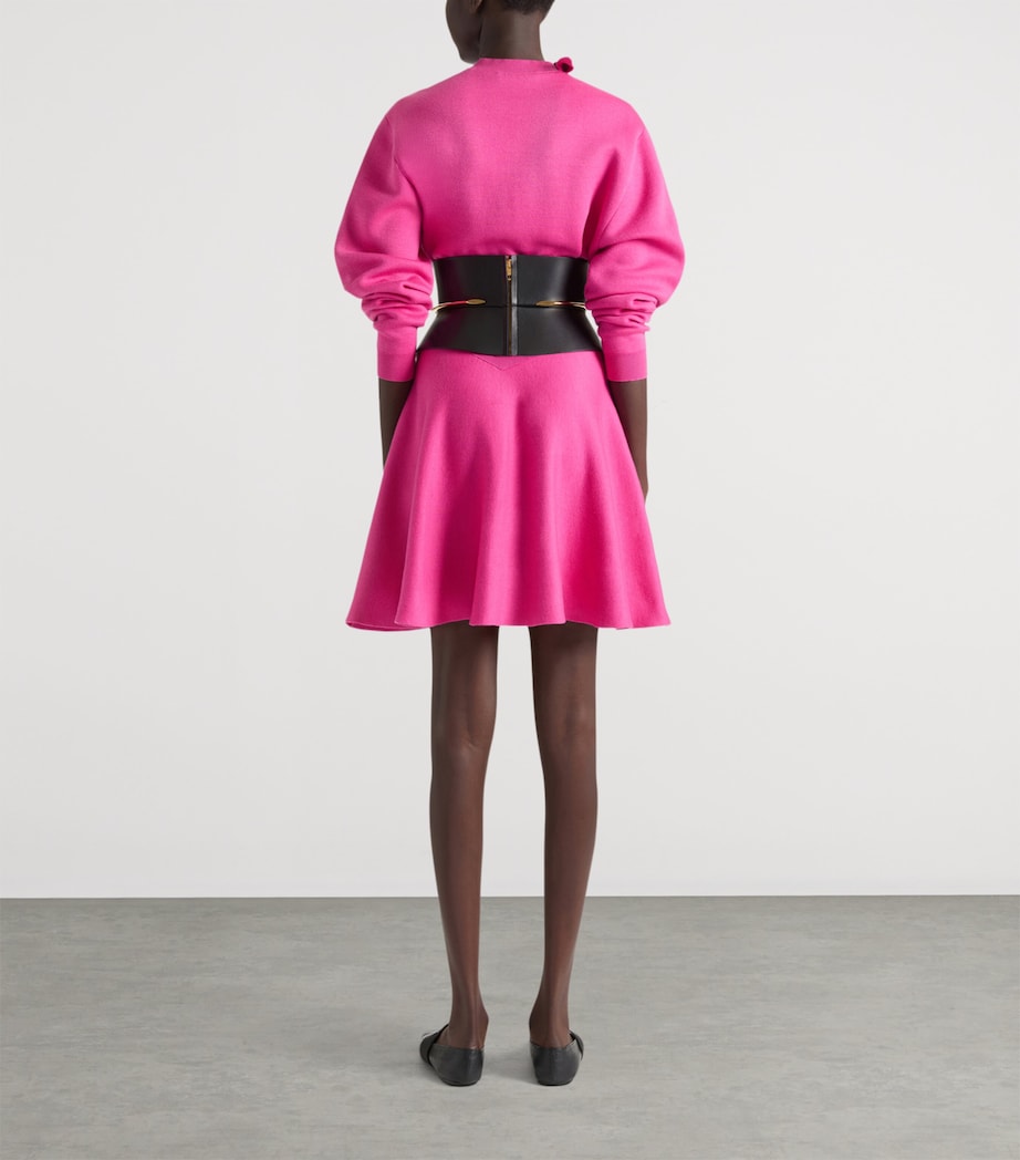 Wool-Cotton Mini Sweater Dress FUCHSIA Image 3