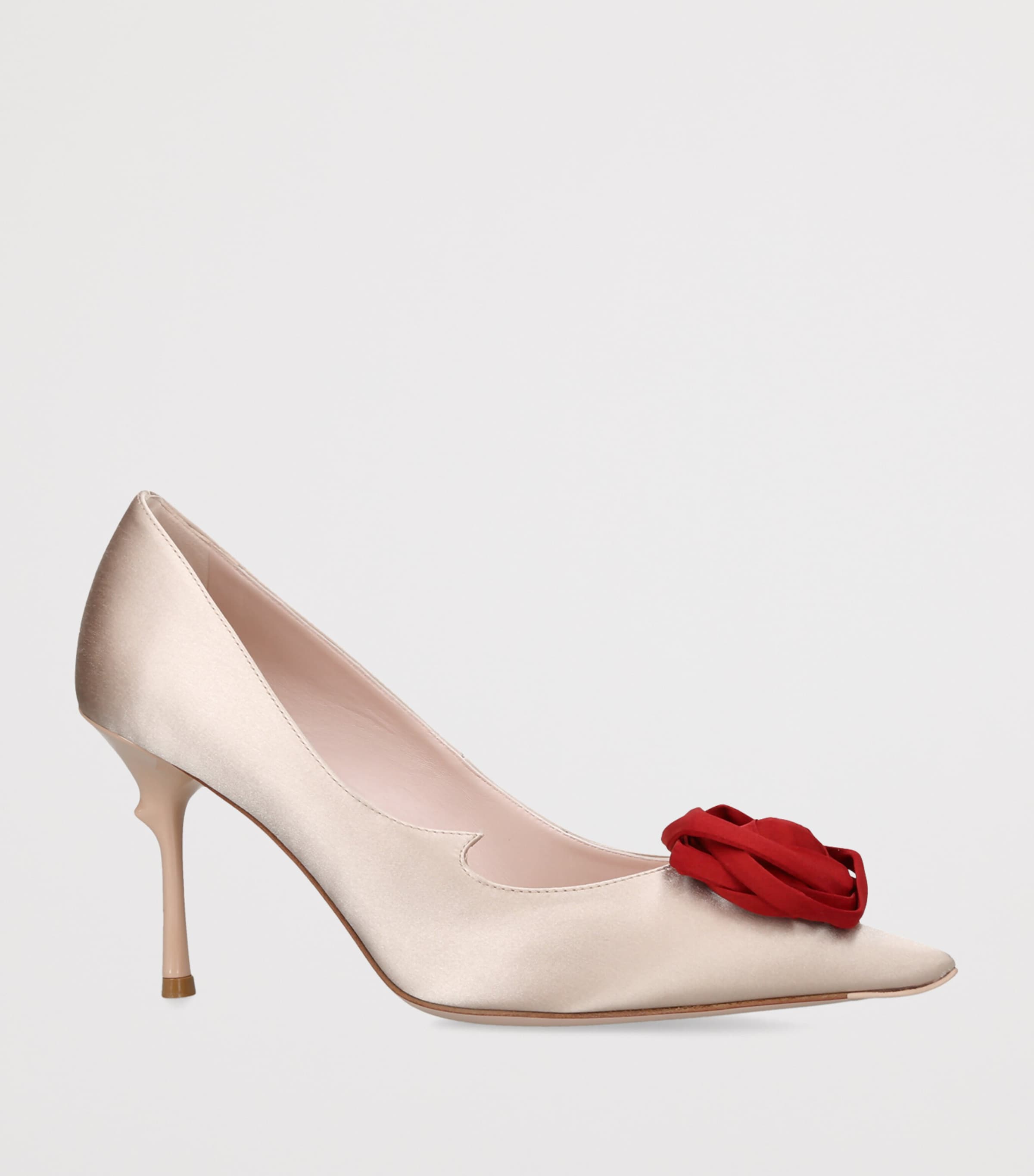 Roger Vivier Satin Rose Pumps 85 Cream Comb Image 2