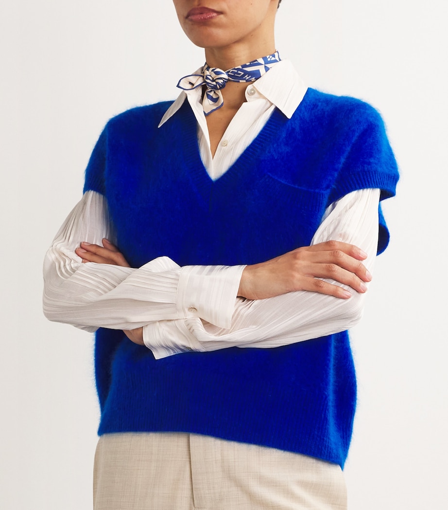 Silk Geometric Print Scarf BLUE Image 4