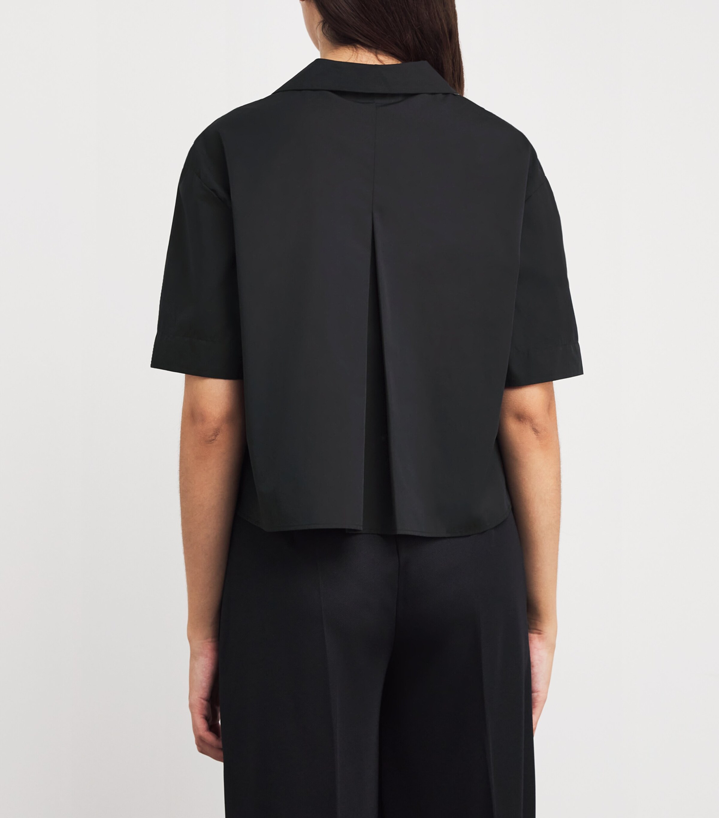 Cotton Poplin Cropped Shirt BLACK Image 4