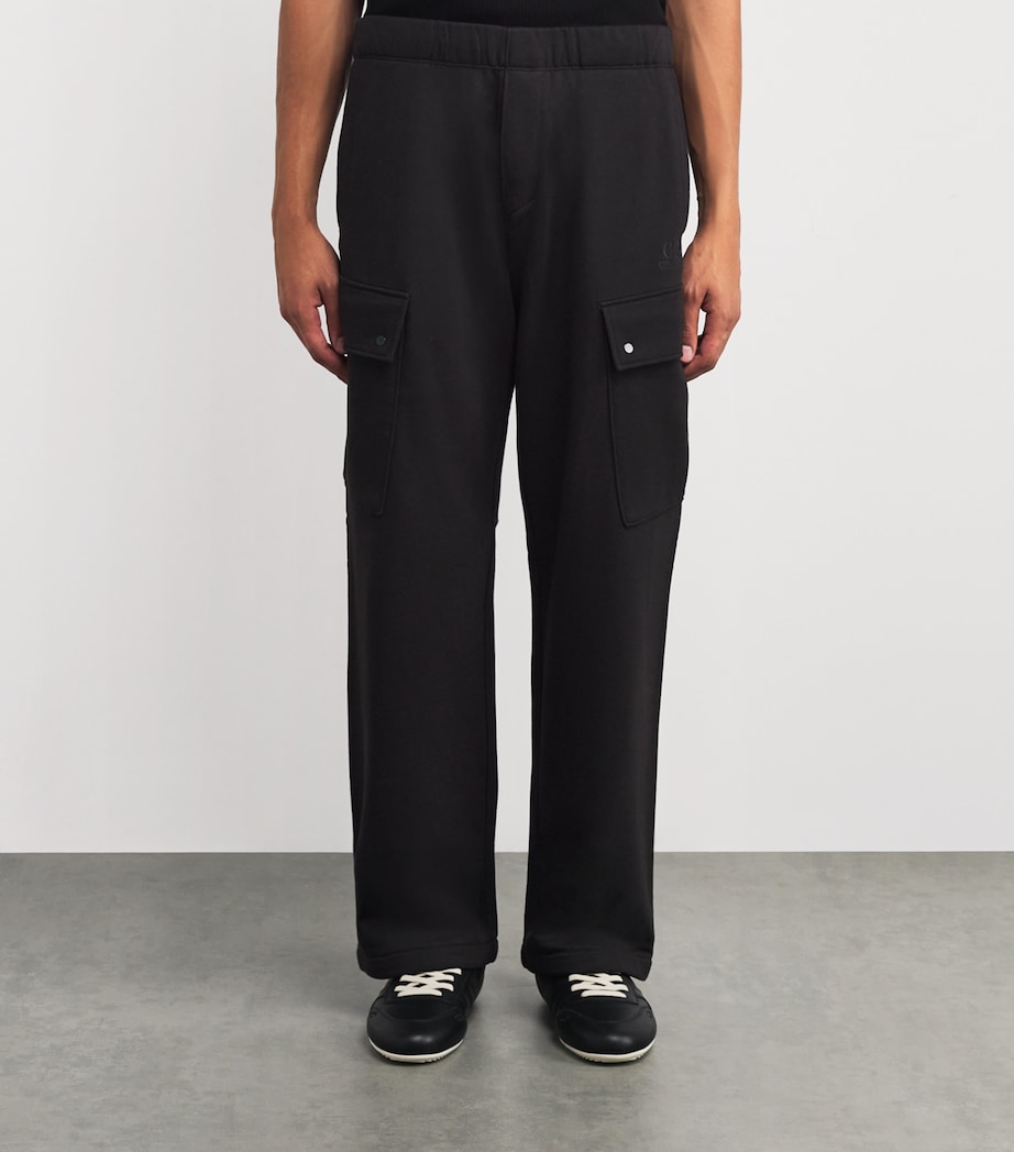 Cotton Lens-Detail Cargo Sweatpants 999 BLACK Image 3