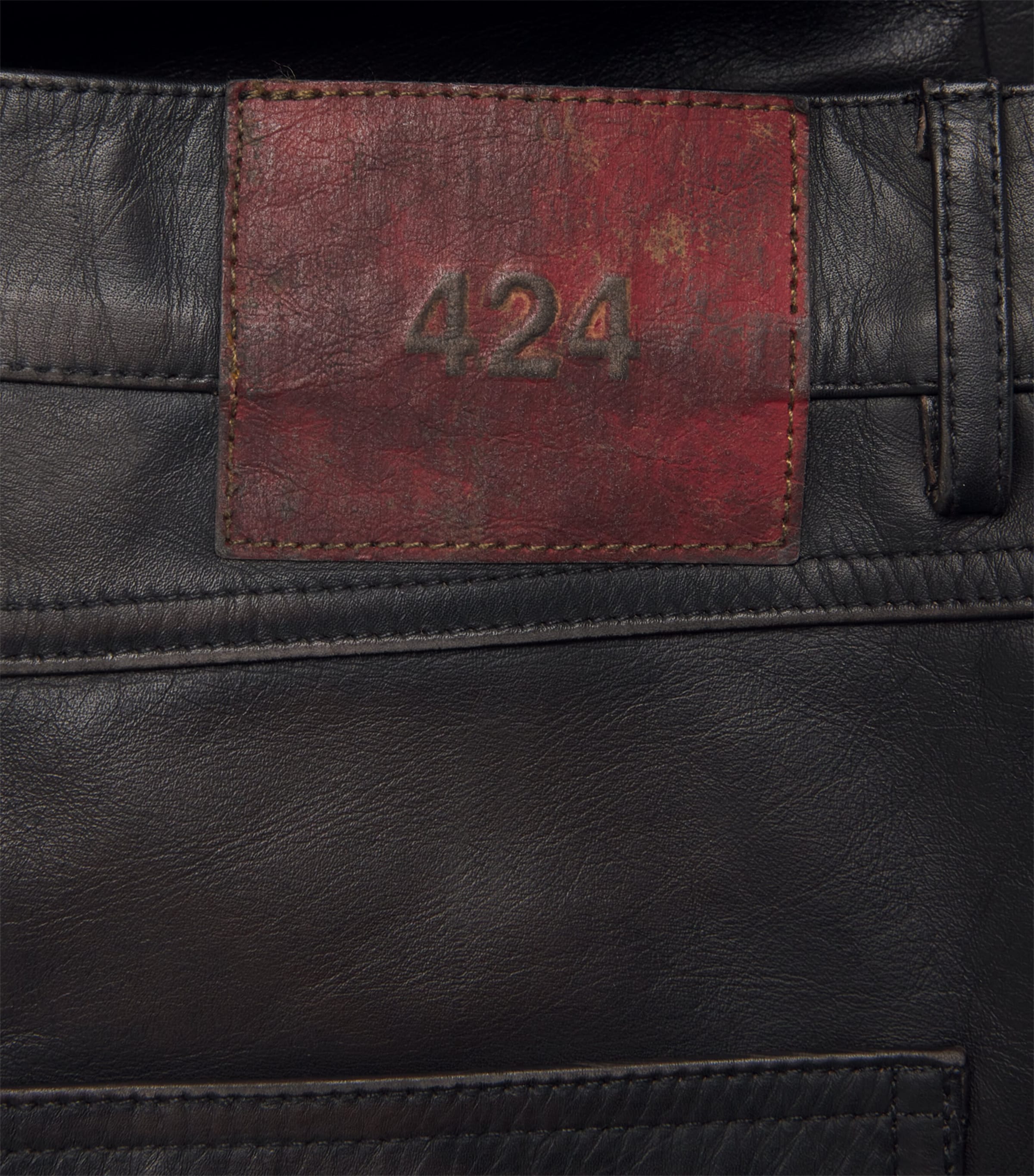 Leather Slim Jeans BLACK & BROWN Image 5