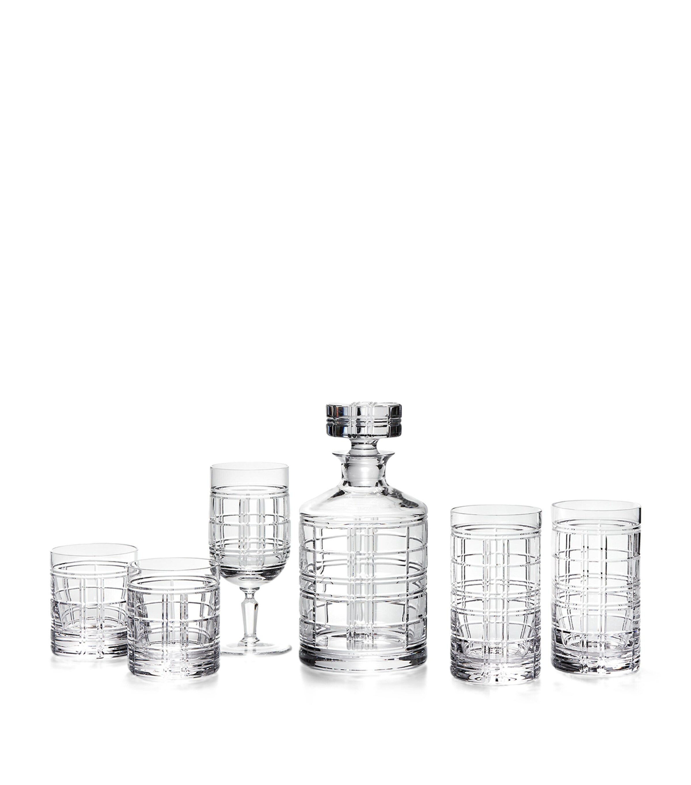 Set of 2 Hudson Plaid Old Fashioned Glasses CLEAR Image 5