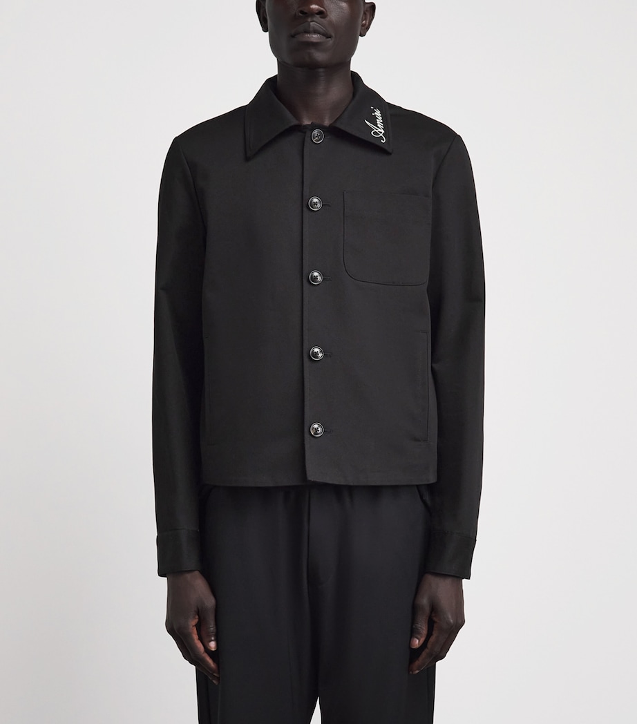 AMIRI Mens Cotton Script Shacket Black Image 4