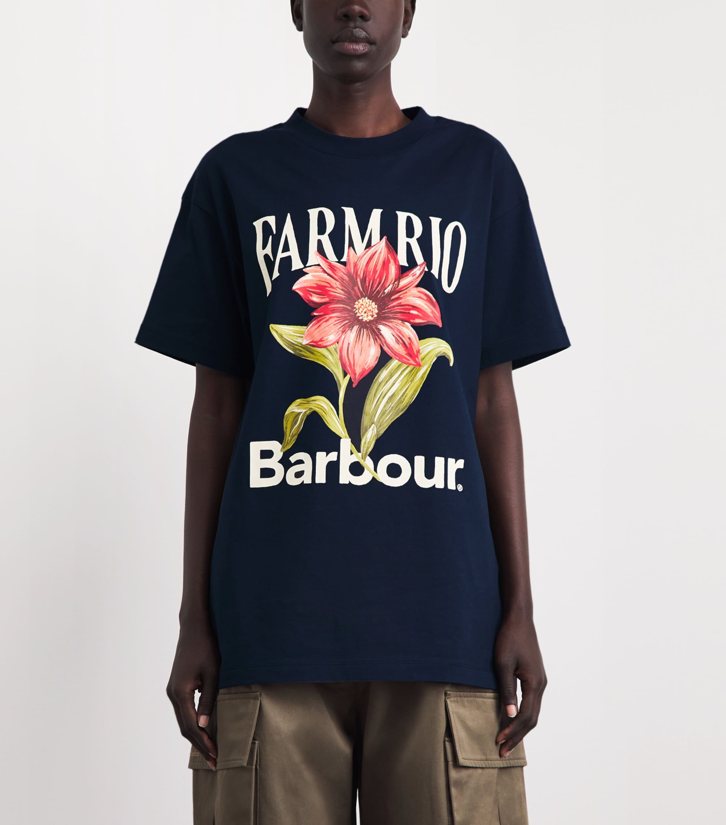 Barbour Womens x Farm Rio Wild Flower T-Shirt Navy Image 4