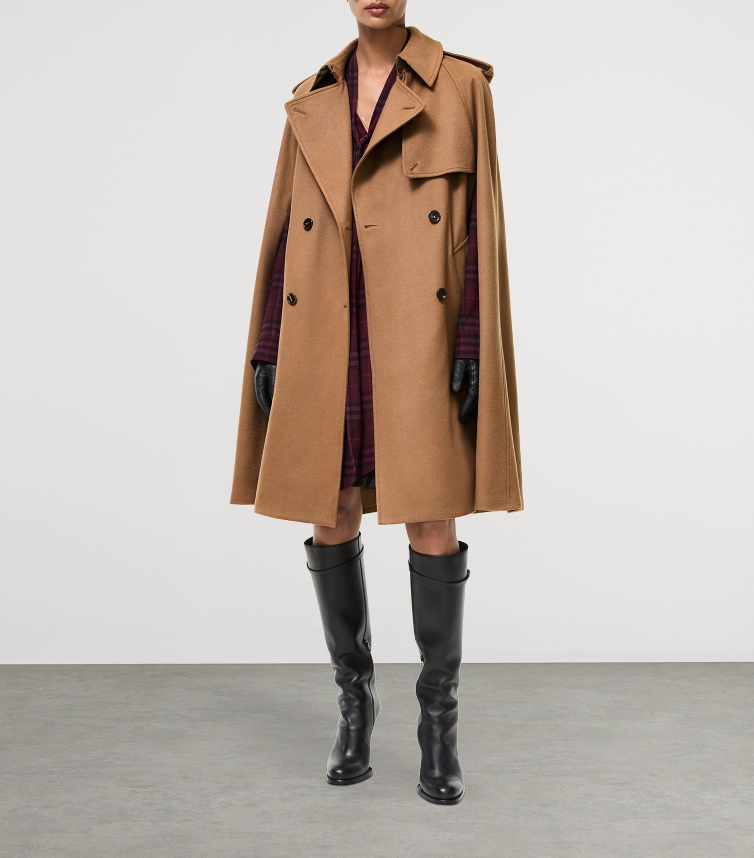 Burberry Womens Cashmere Belmont Trench Cape Camel Image 2