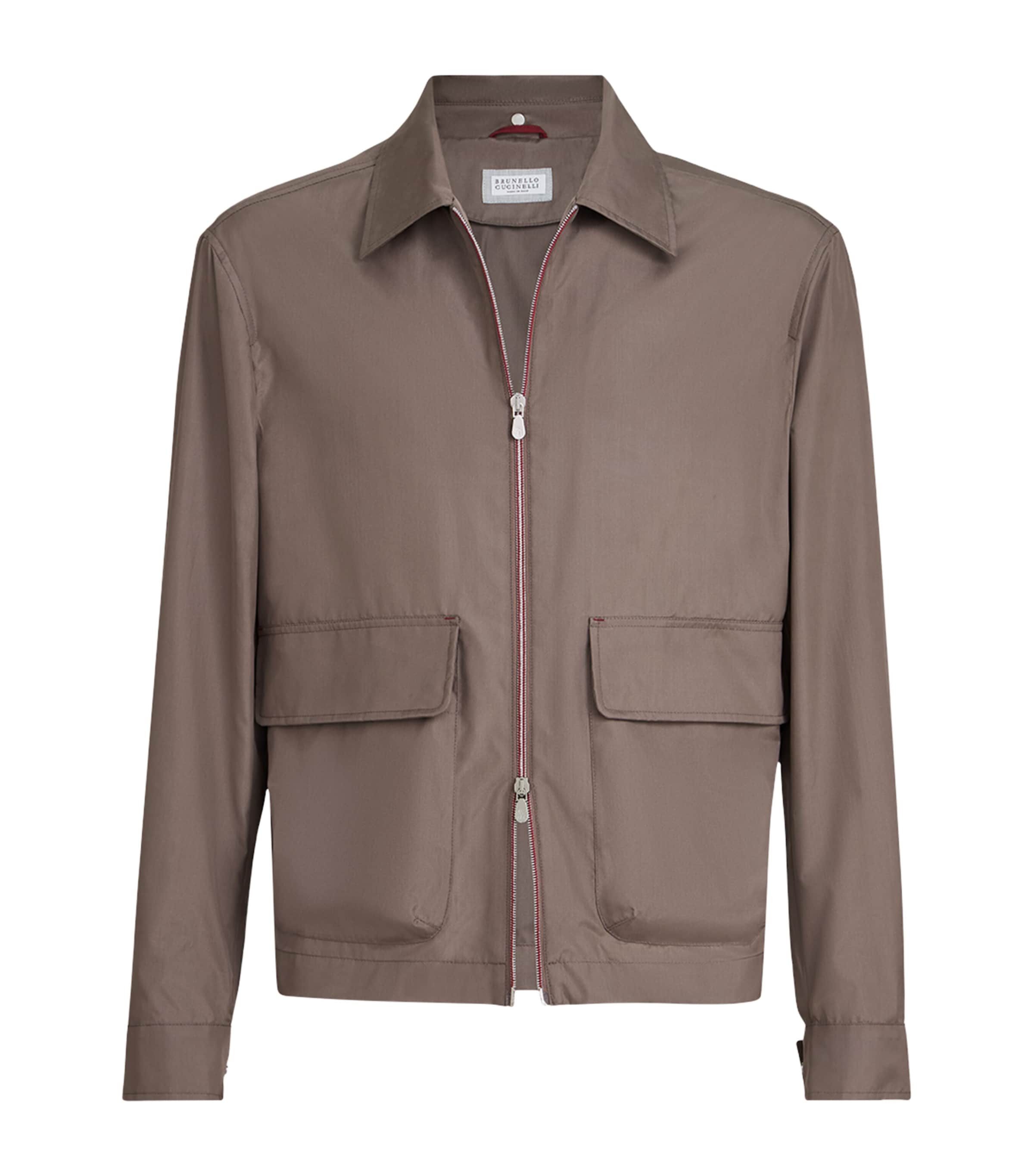 Brunello Cucinelli Mens Silk-Blend Water-Resistant Jacket Image 1