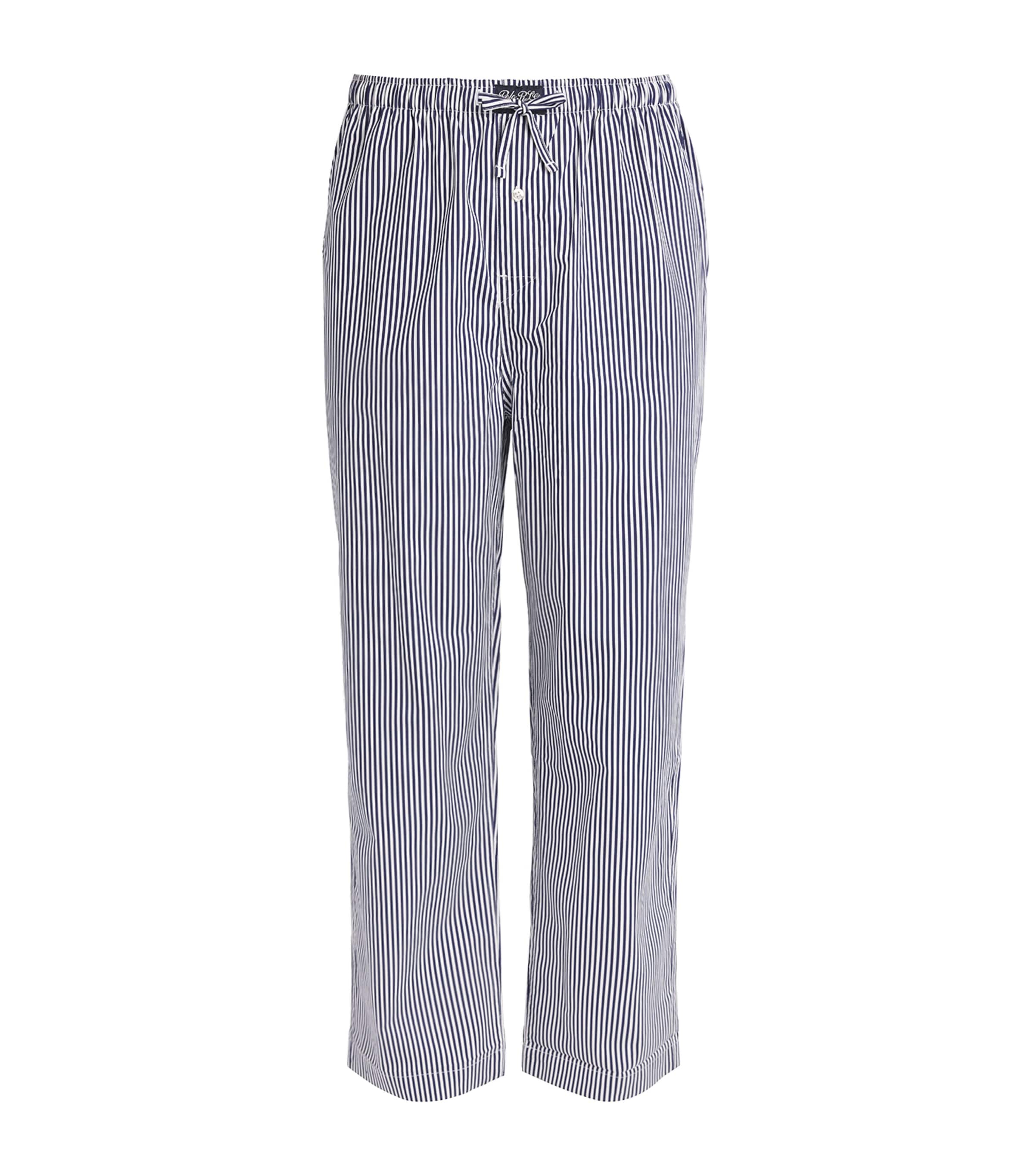 Polo Ralph Lauren Mens Cotton Stripe Pyjama Bottoms Newport Navy/paper W Image 1