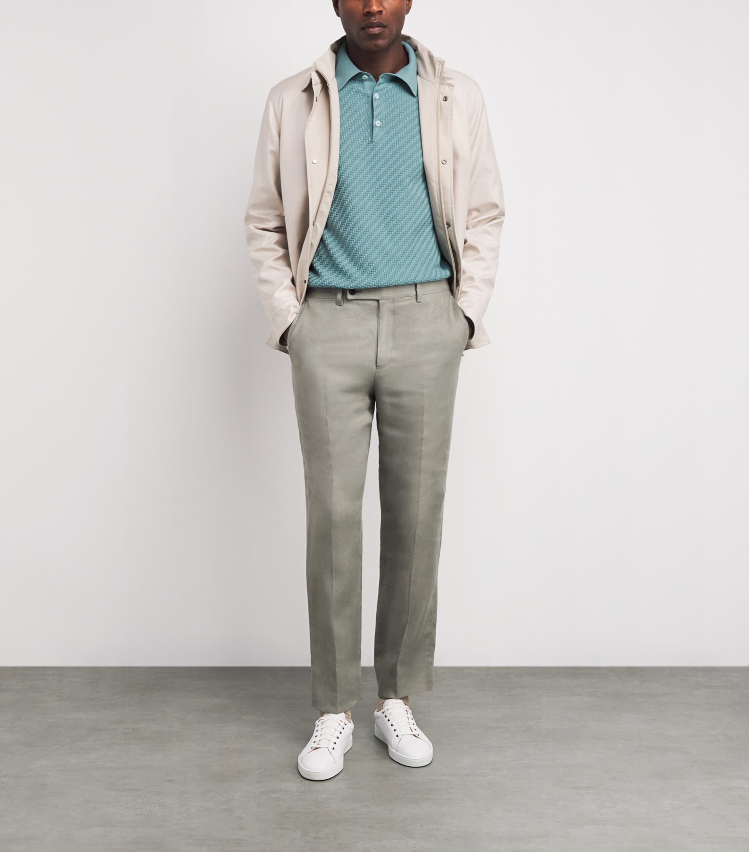 Cotton-Silk-Cashmere Woven Polo Shirt 3900 Image 2