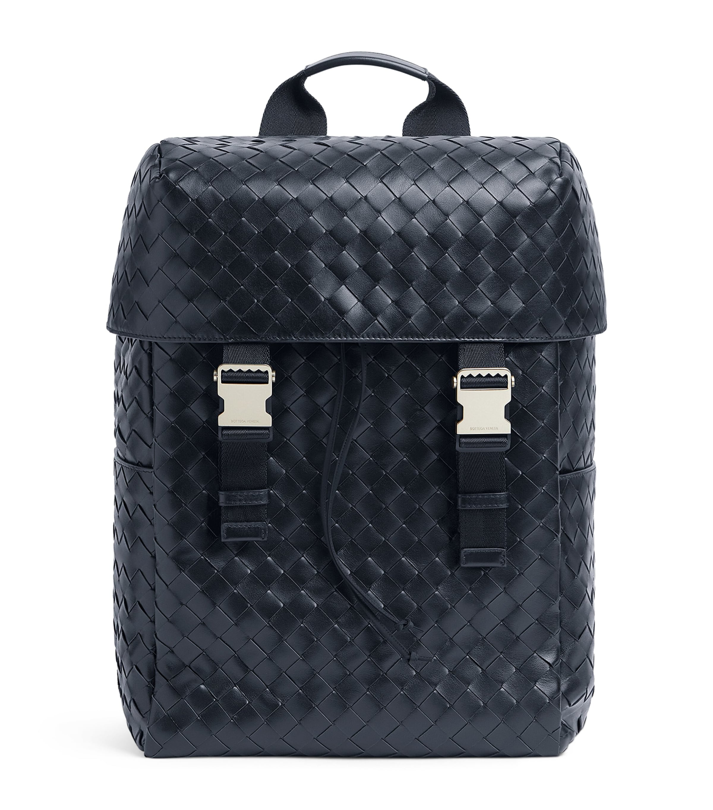 Bottega Veneta Intrecciato Leather Flap Backpack In Grey