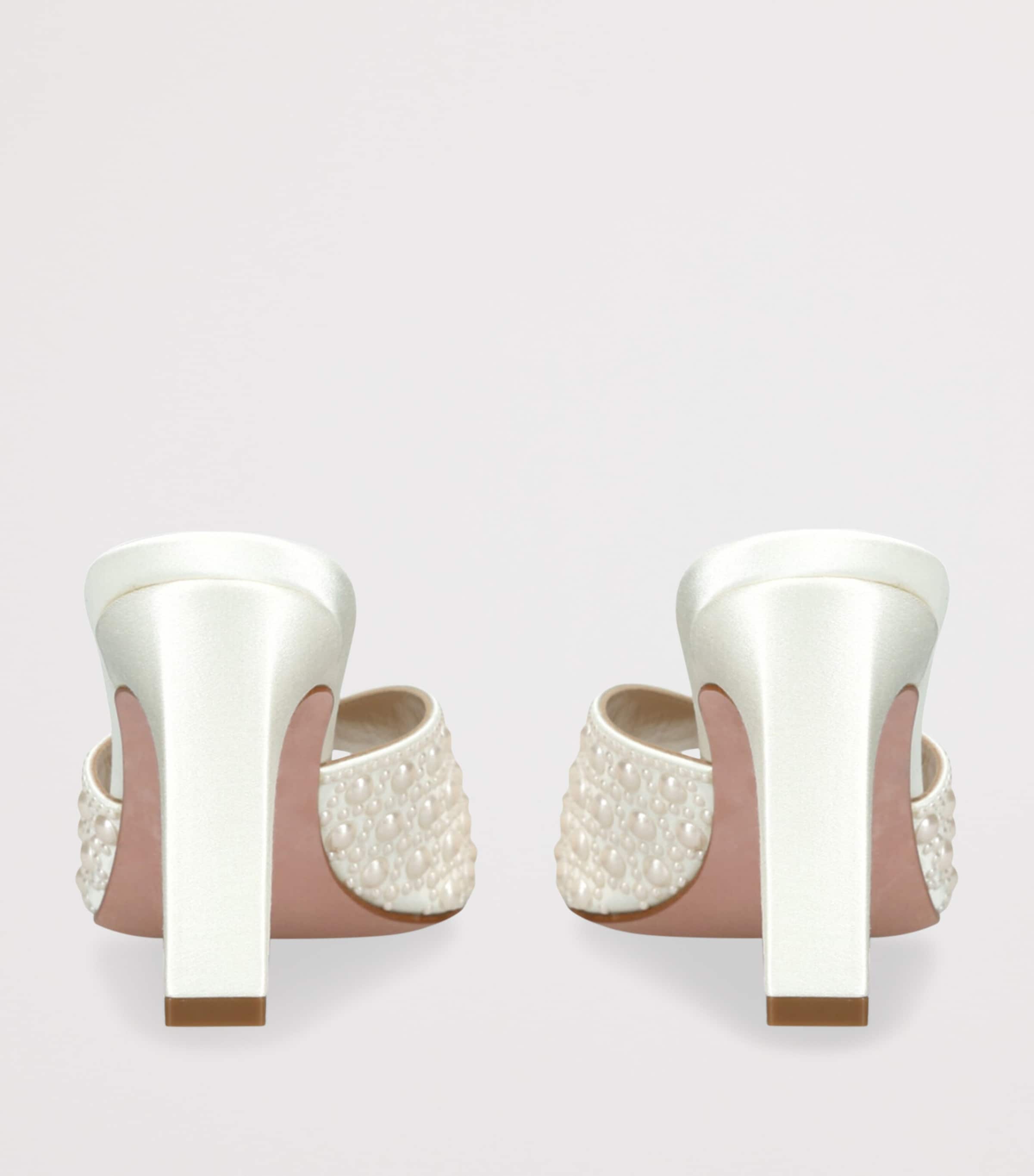 Gina Satin Embellished Alyssa Heeled Mules 85 Cream Comb Image 2