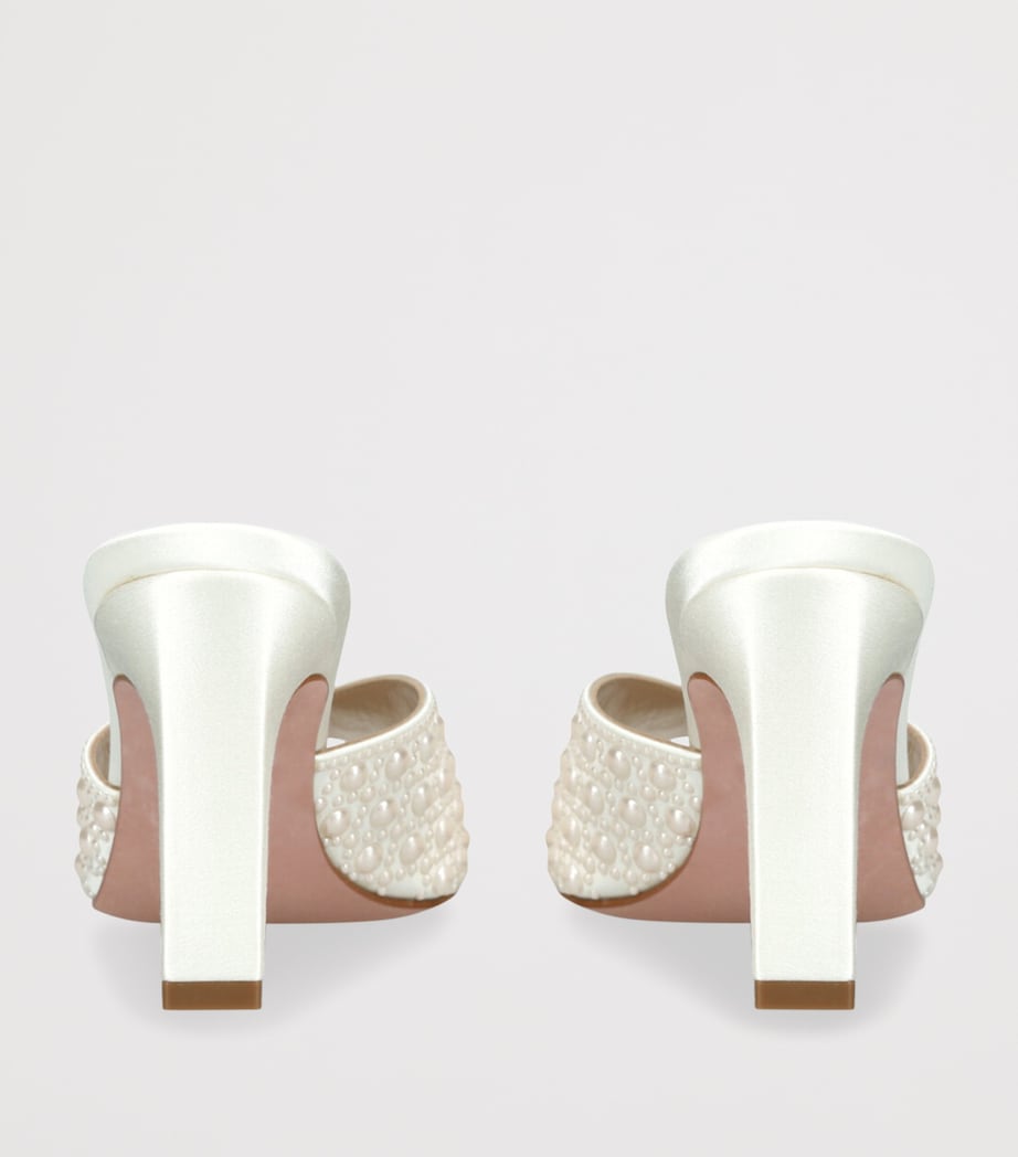 Gina Satin Embellished Alyssa Heeled Mules 85 Cream Comb Image 2