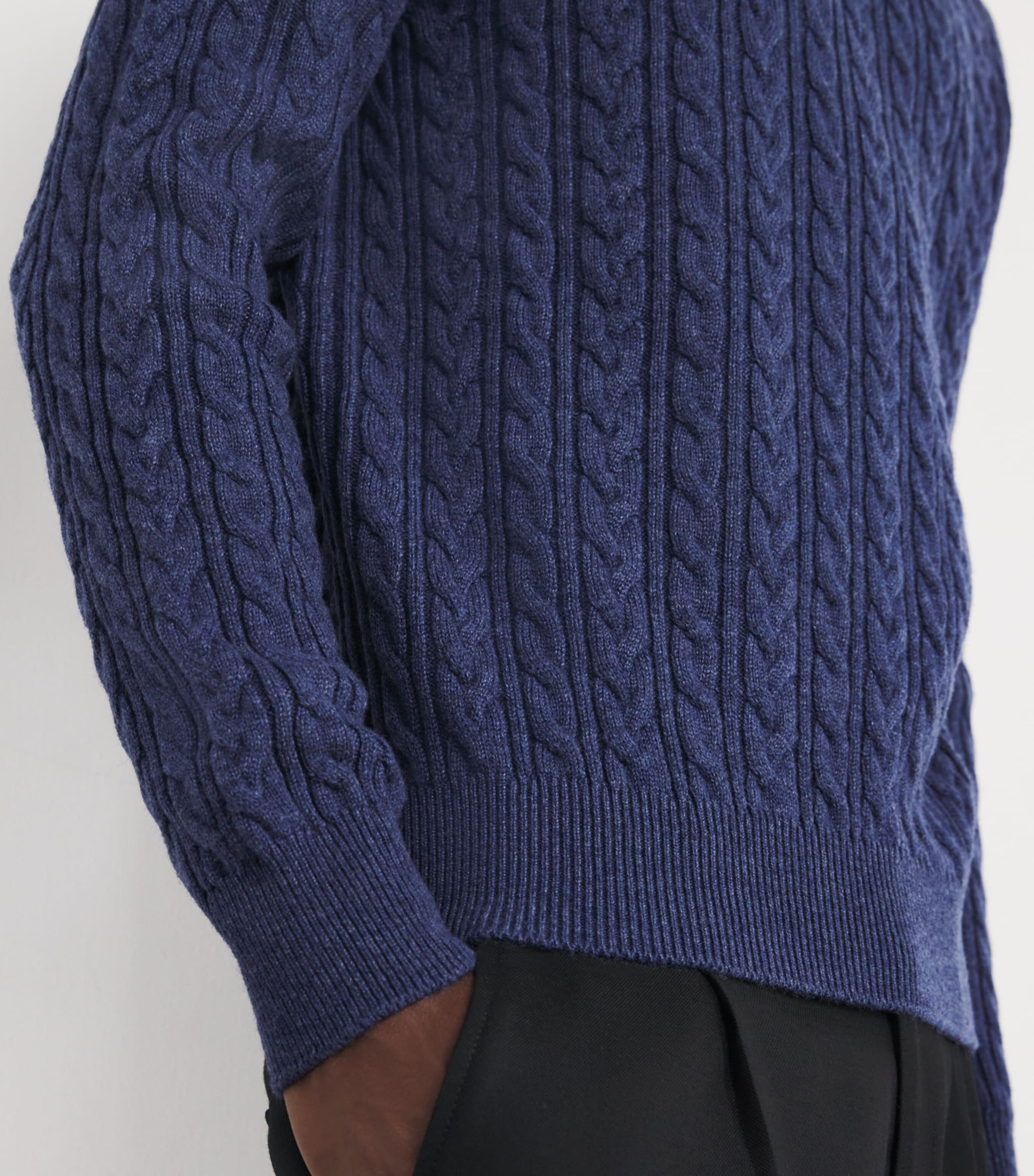 Agnona Mens Cashmere Cable-Knit Sweater Blue Stone Image 6