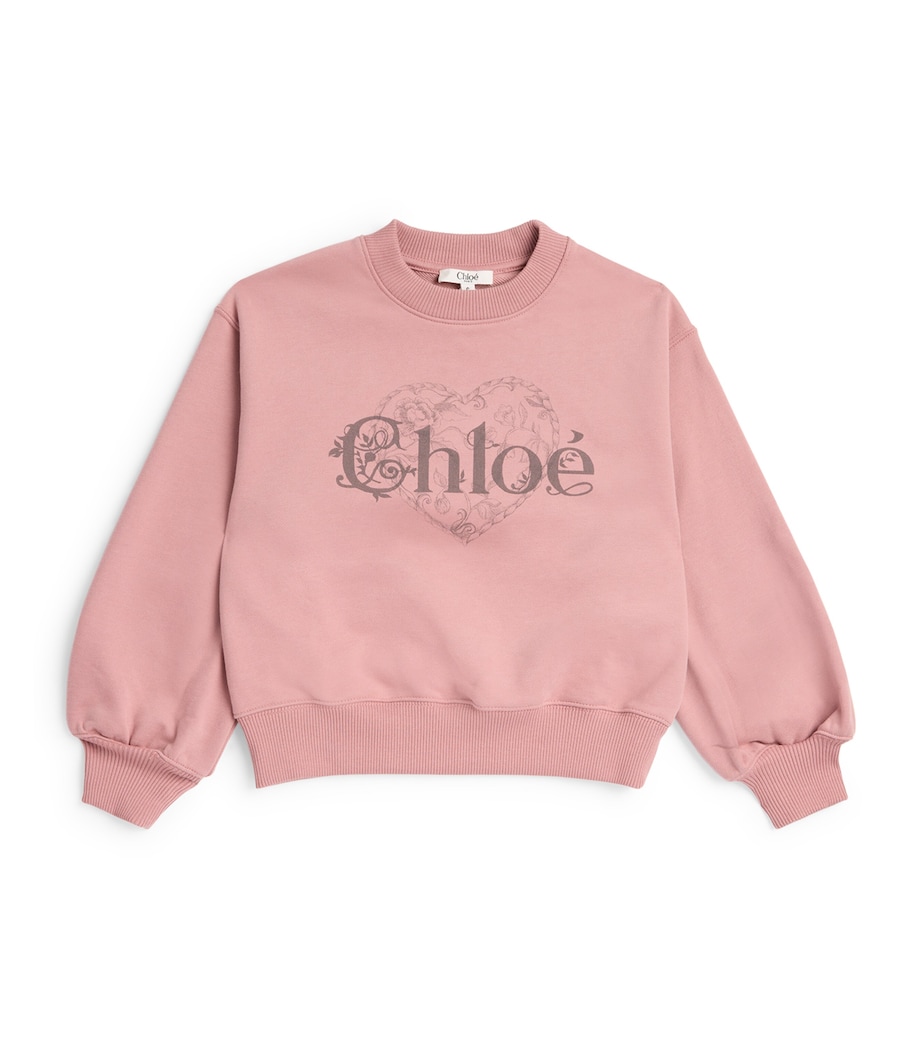 Chloé Kids Cotton Logo Sweatshirt (4-14 Years) Vintage Rose Image 1