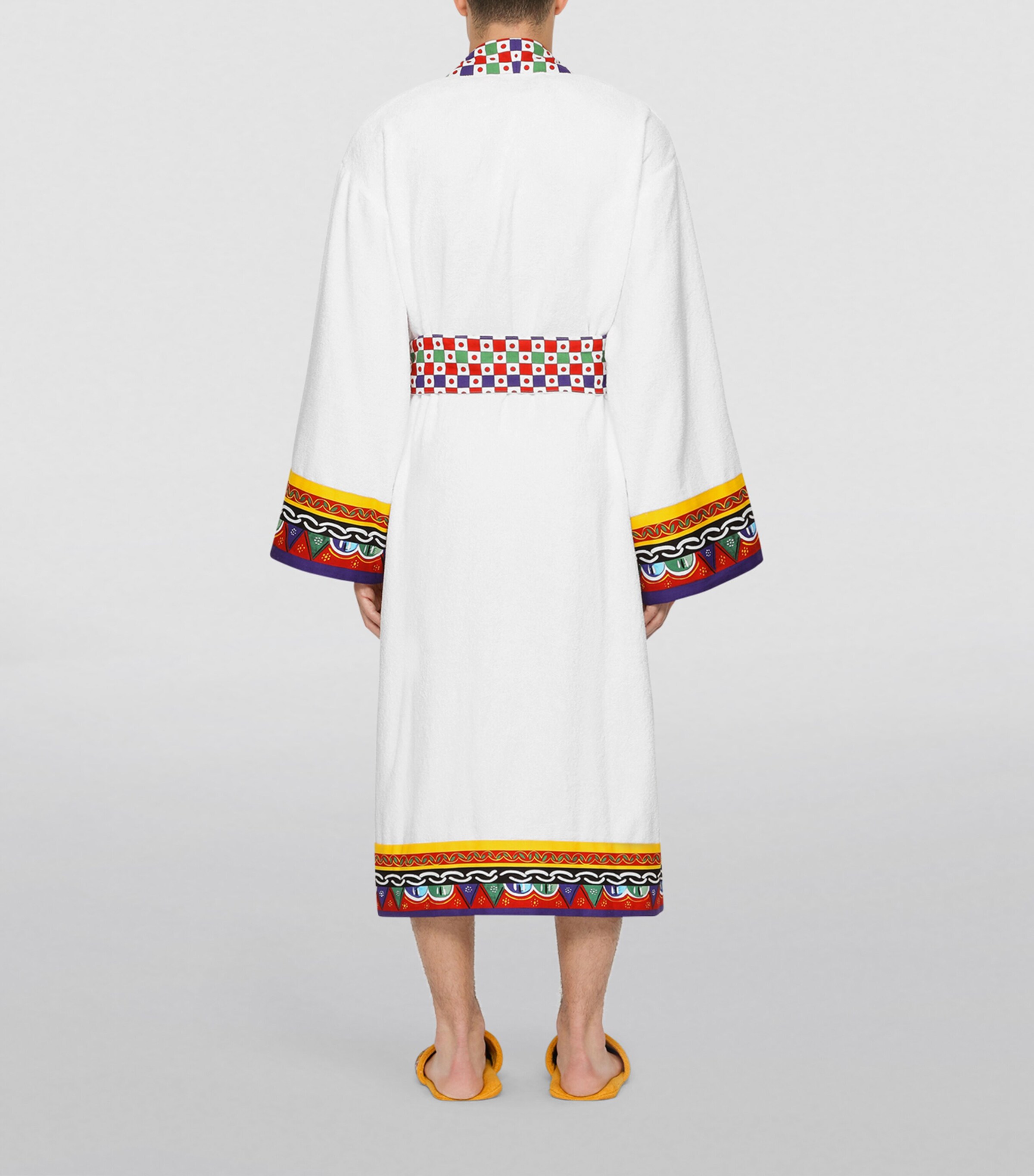 Dolce&Gabbana Casa Cotton-Terry Carretto Bathrobe Bianco Carrett Image 7